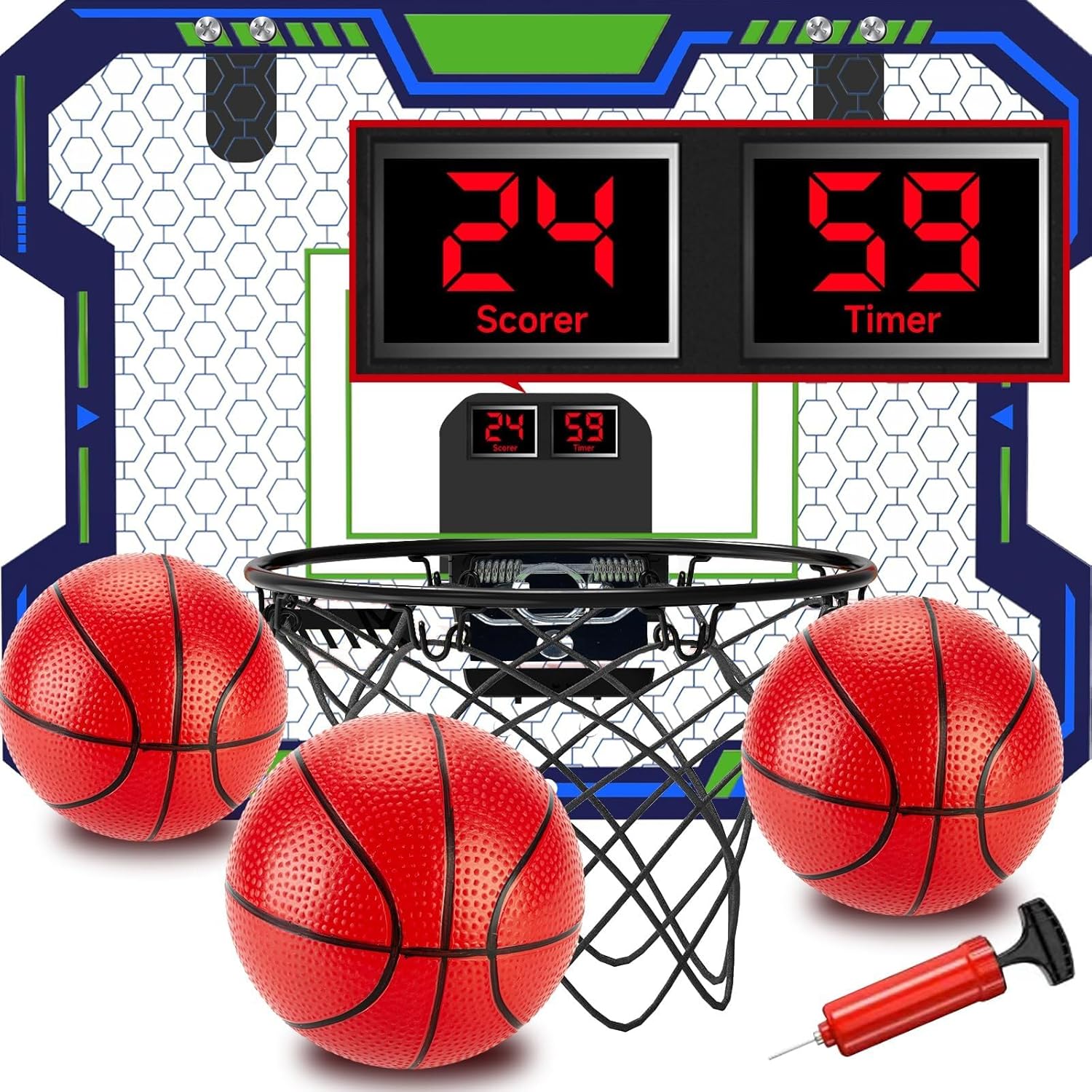 Indoor Basketball Hoop for Kids(4-12 Years Old), Over The Door Basketball Hoop w...