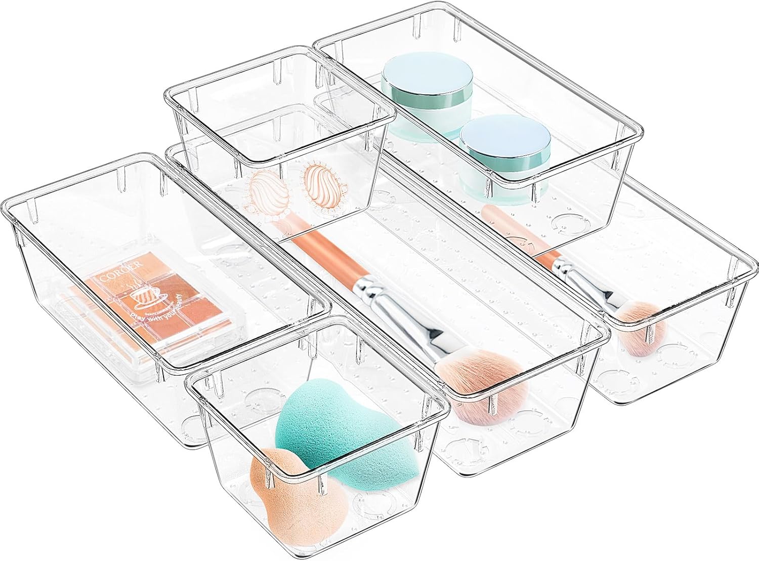 WOWBOX 6 Pack Clear Drawer Organizer Set, Acrylic...