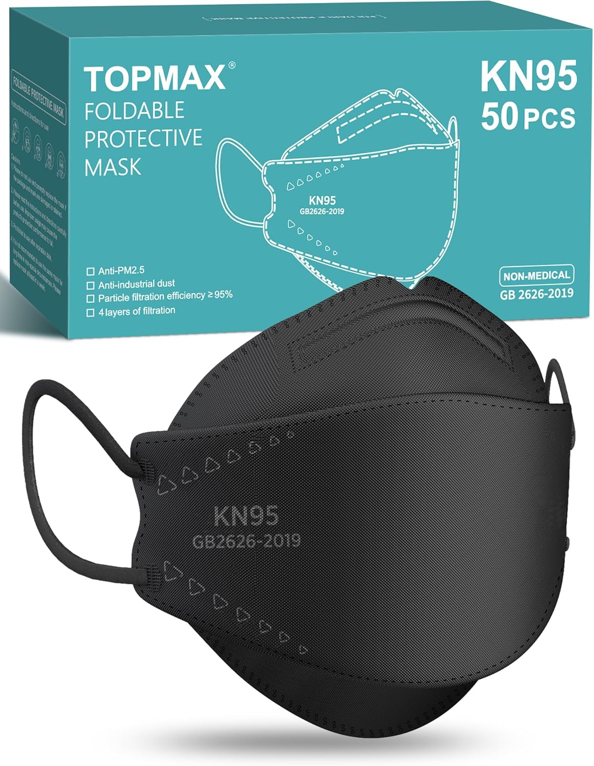 TOPMAX KN95 Face Masks 50 Pack for Adults, Breathable and Comfortable KN95 Mask...