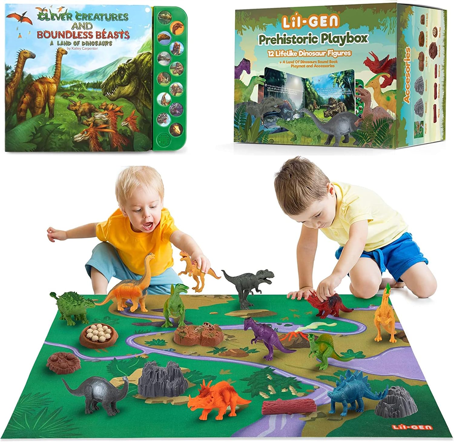Li'l-Gen Dinosaur Toys for Boys and Girls - 12 Realistic 7-Inch Dinosaur Figures...