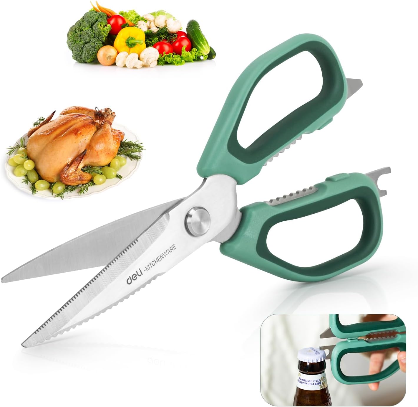 deli Kitchen Scissors All Purpose, Stainless Steel Kitchen Shears Heavy Duty 5 i...