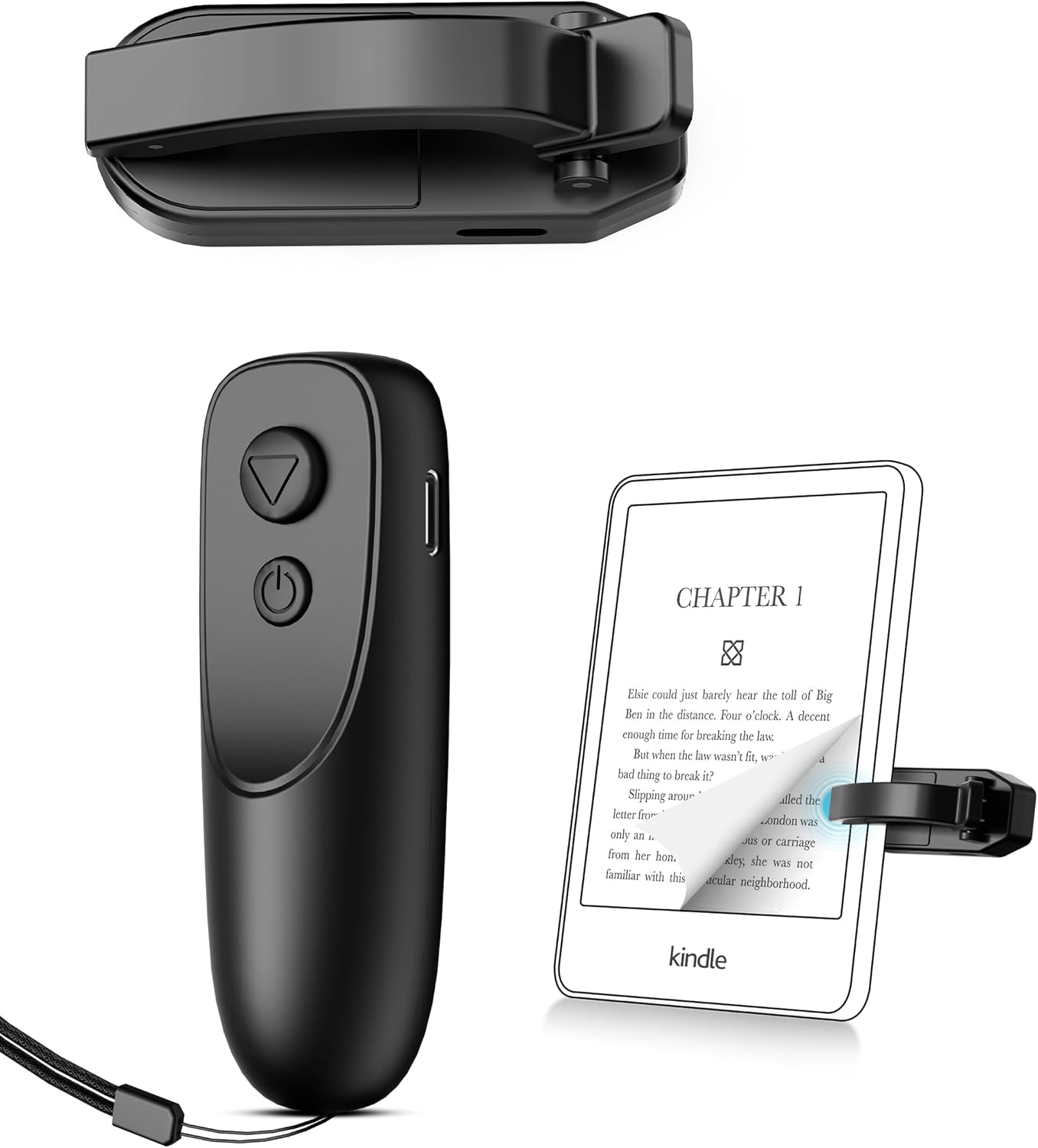 Remote Control Page Turner for Kindle Paperwhite Kobo eReaders, Page Turner Clic...