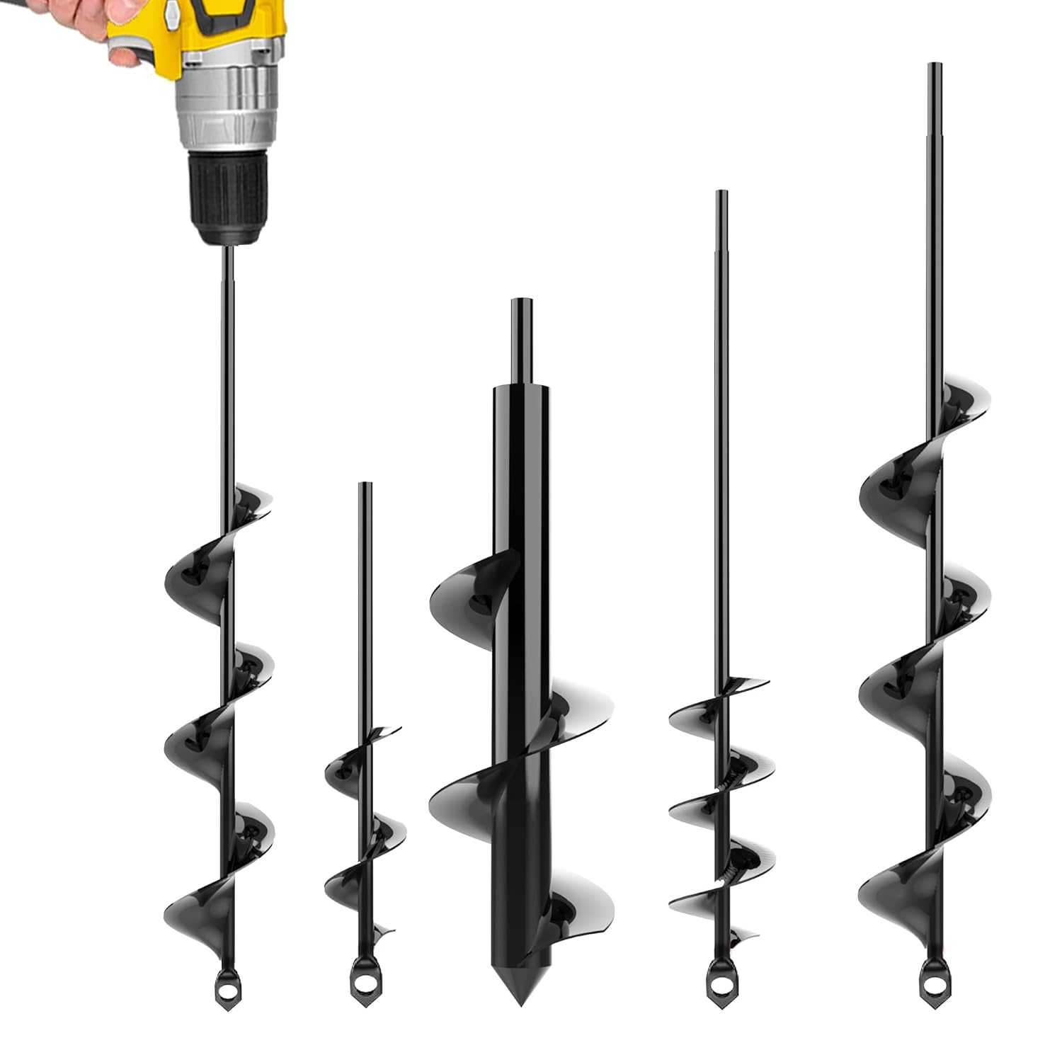 Auger Drill Bit for Planting 4 Pack – Garden Spiral Hole and Bulb Planter Tool f...