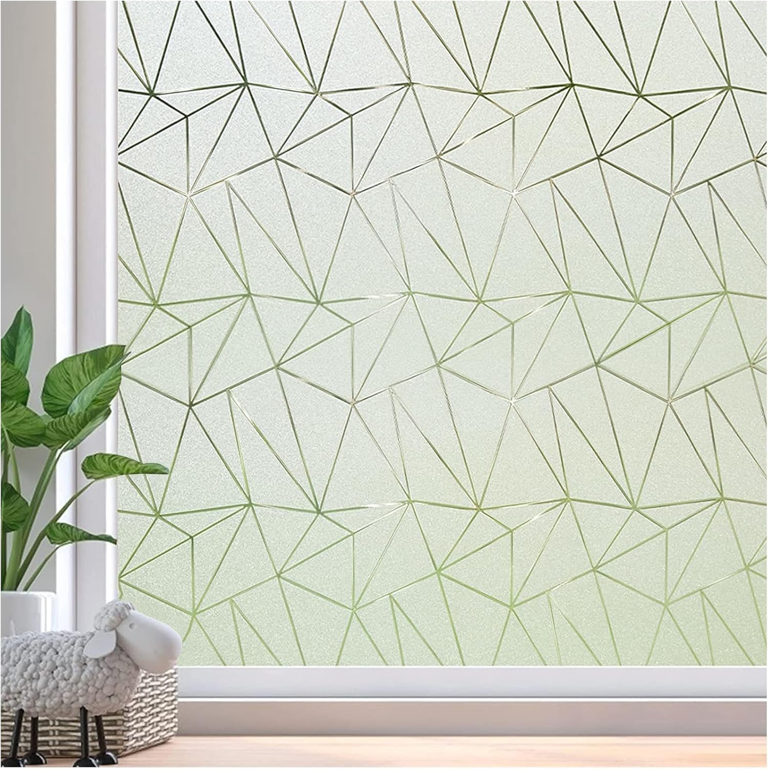 Beautysaid Window Film Privacy for Glass Windows, Frosted Window Film with Trian...