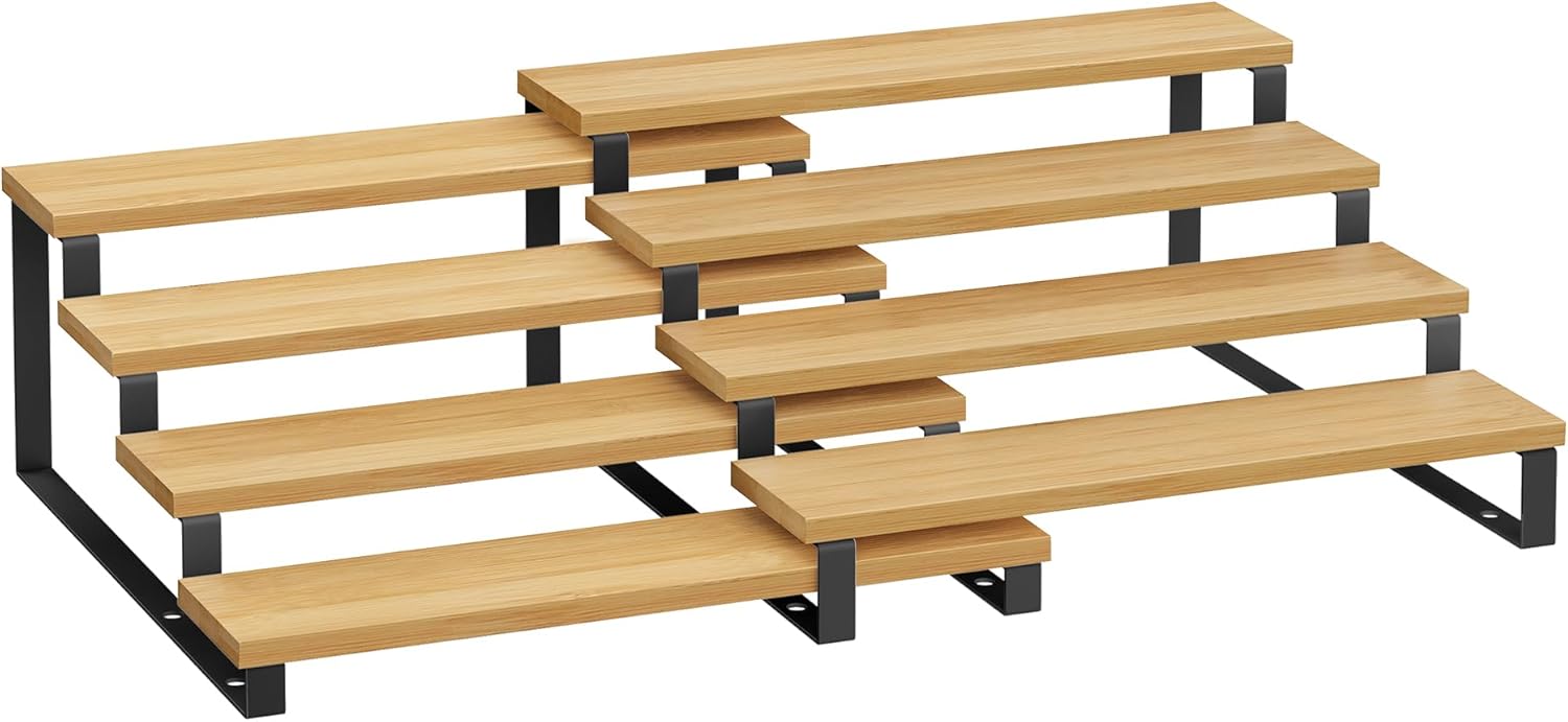 SONGMICS Spice Rack, Set of 2 Cabinet Shelf Organisers, 4-Tier Extendable Spice...