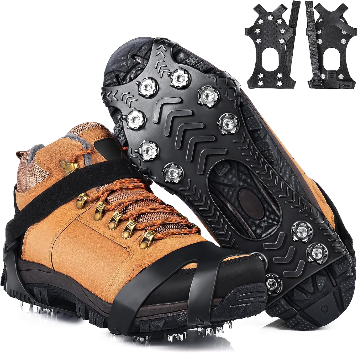HONYAO Crampons, Ice Cleats for Shoes and Boots, Snow Grips for Men Women, Silic...