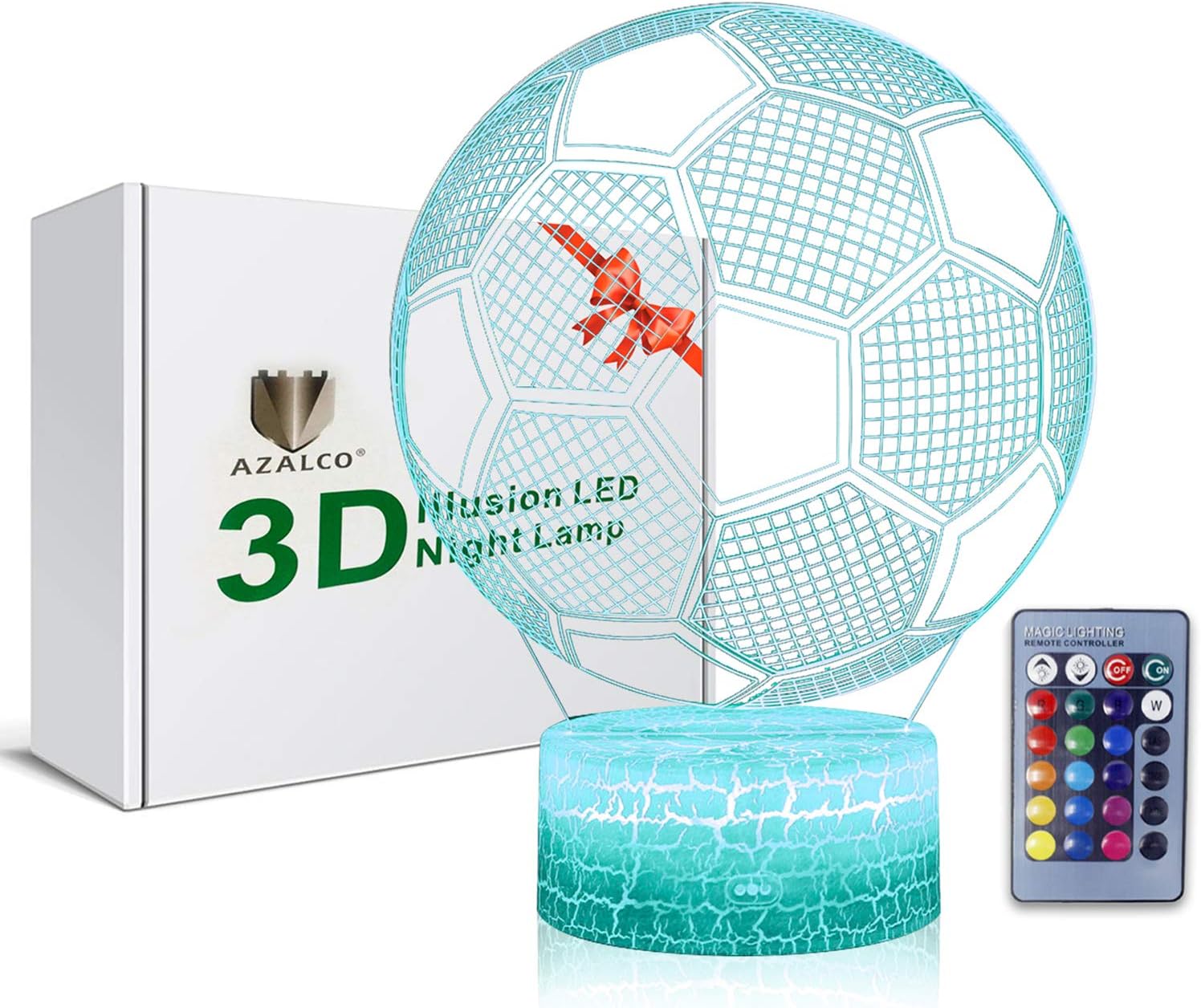 3D Illusion Soccer Night Light,Football Led Lamp 16 Color Change Smart Touch&Rem...