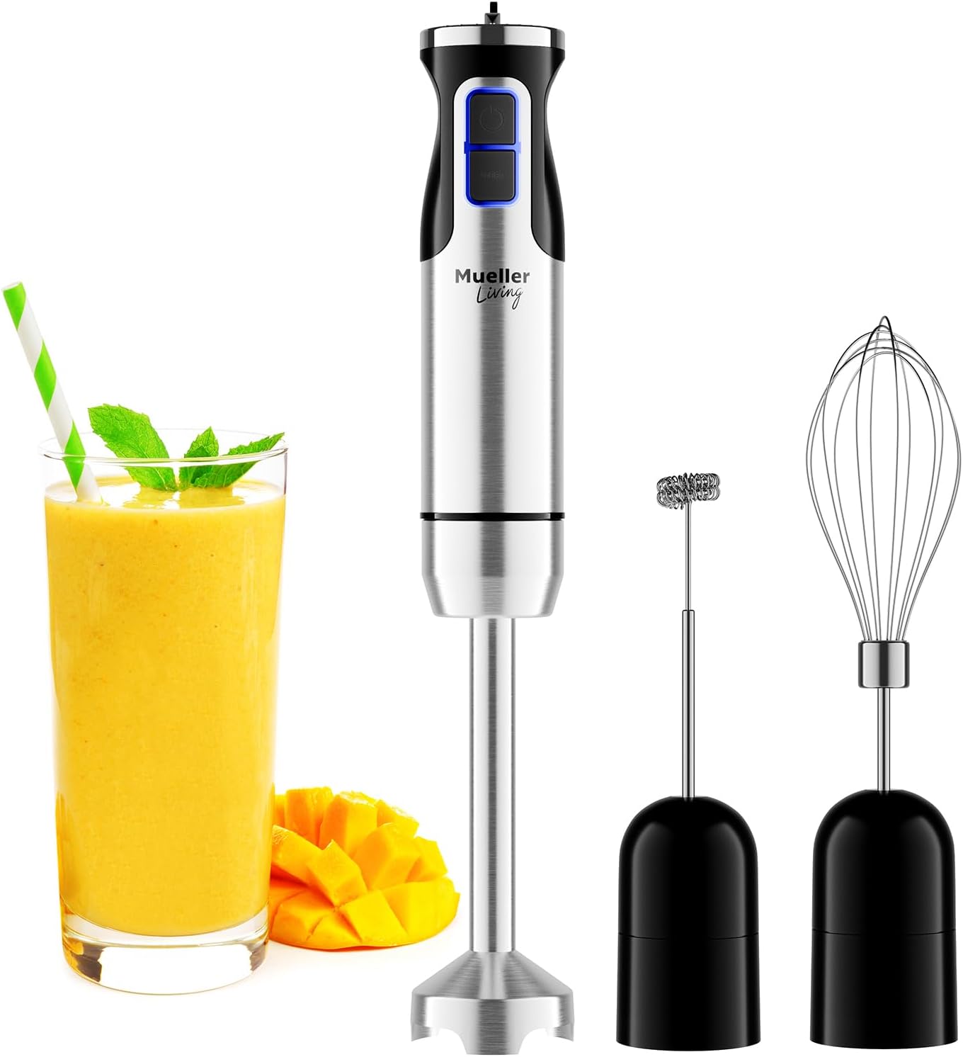 Mueller Immersion Blender Handheld - 8 Speed Stainless Steel Electric Hand Blend...