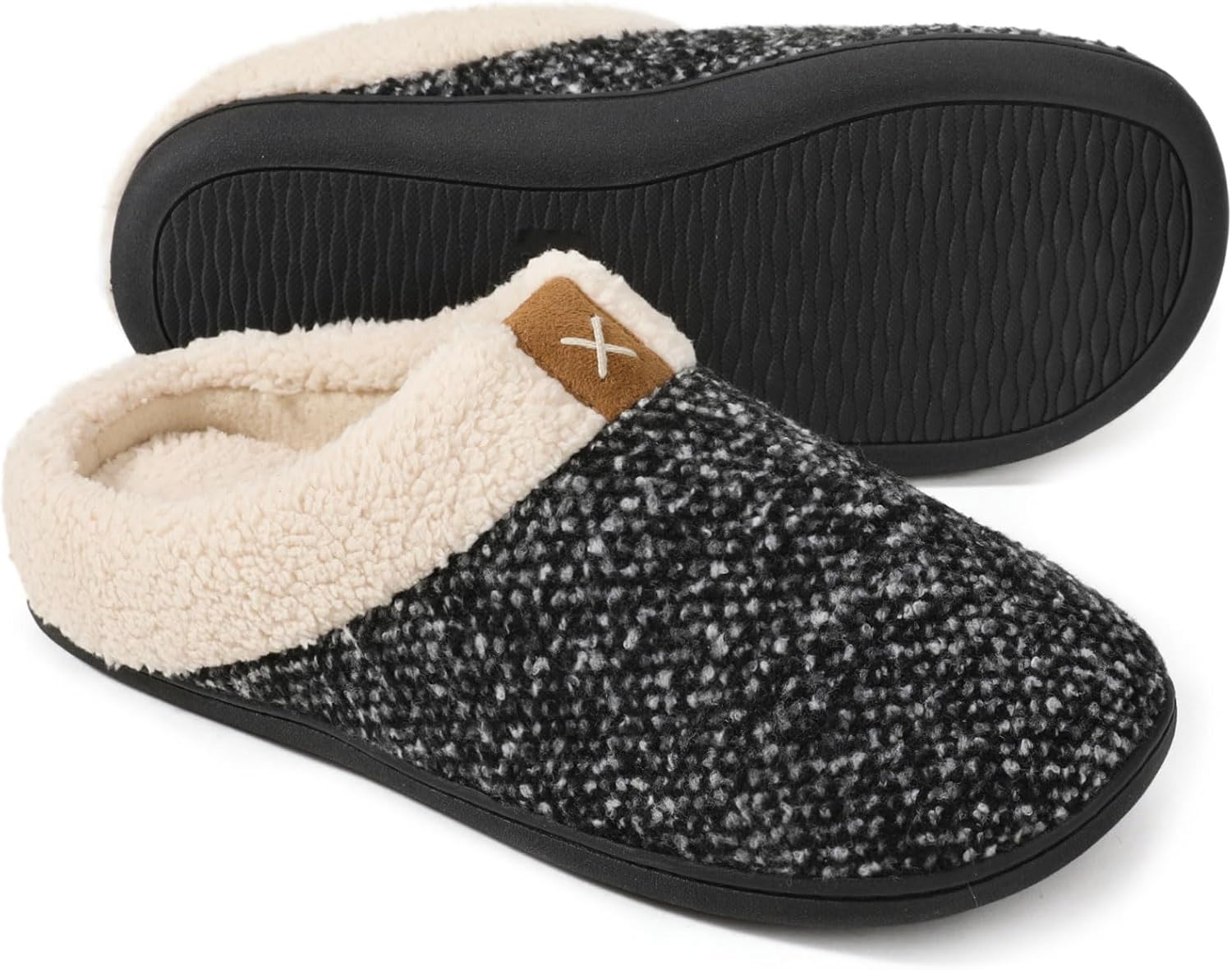 ULTRAIDEAS Mens Slip On Slippers, Sherpa Lined House Shoes with Memory Foam for...