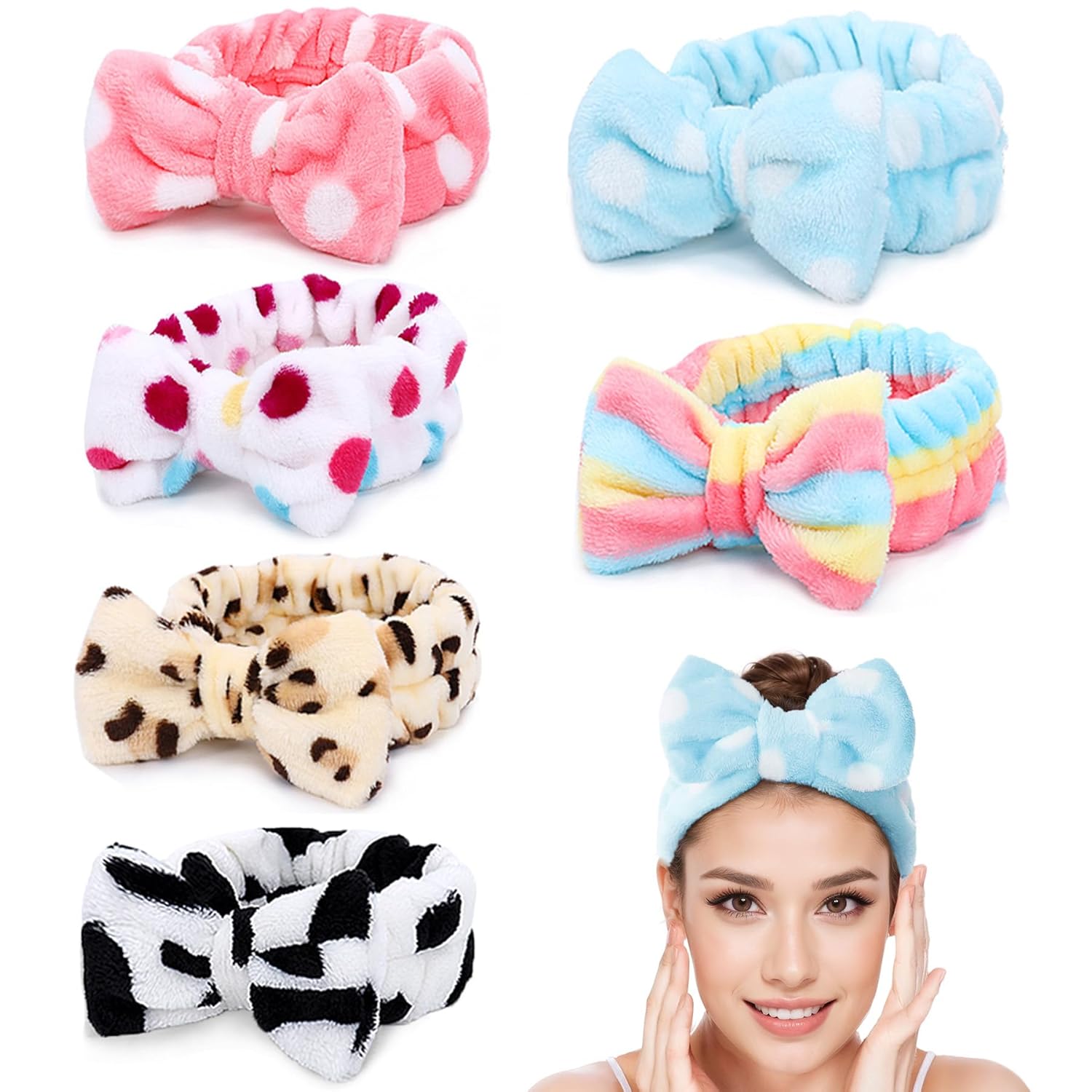 LADES Soft Skincare Headband – Adjustable, Comfortable & Stretchy Fabric, Cute P...