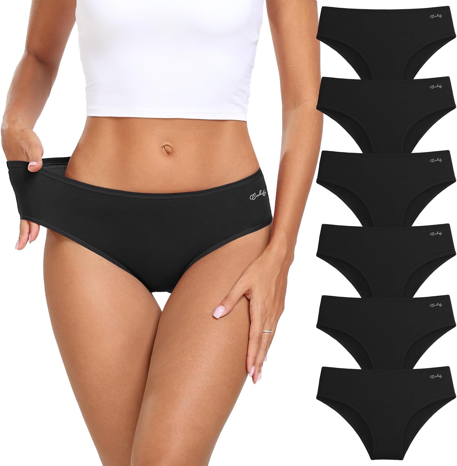 coskefy Women's Underwear Cotton Hipster Panties Low Rise Briefs Soft Strench Br...