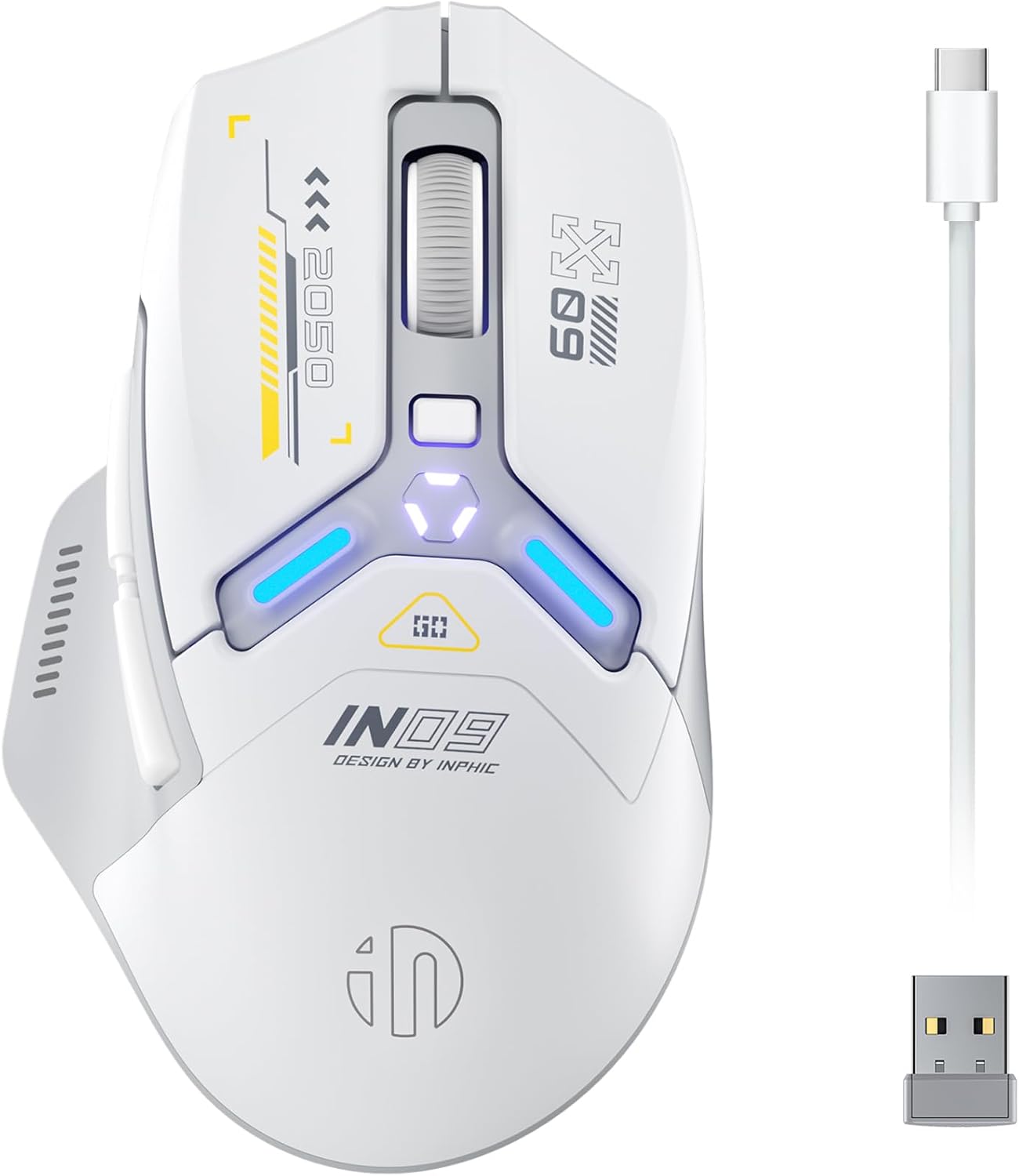 INPHIC IN9 Wireless Gaming Mouse, True Tri-Mode Bluetooth/Type-C Wired/2.4G Wire...