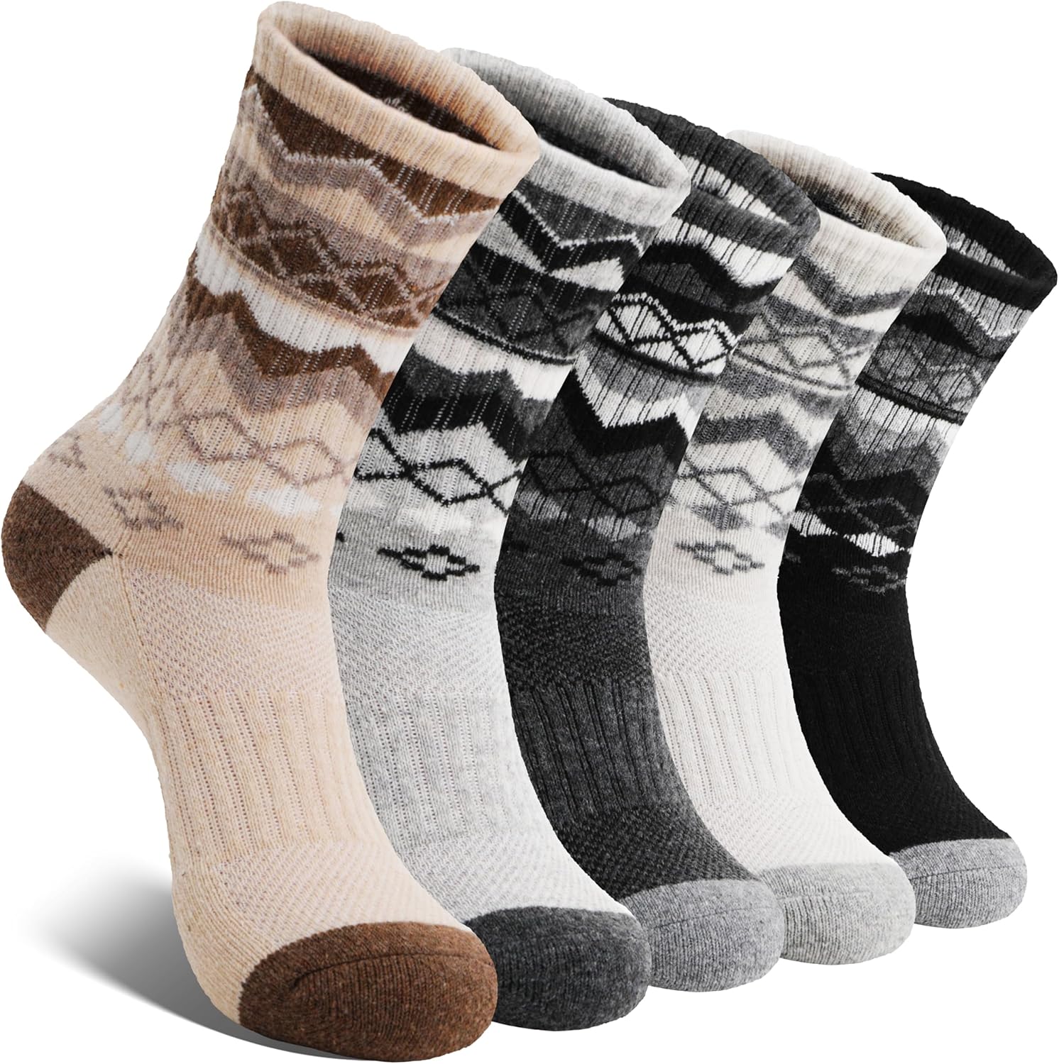EBMORE 5 Pairs Womens Merino Wool Hiking Socks Thermal Warm Winter Boot Crew Cus...