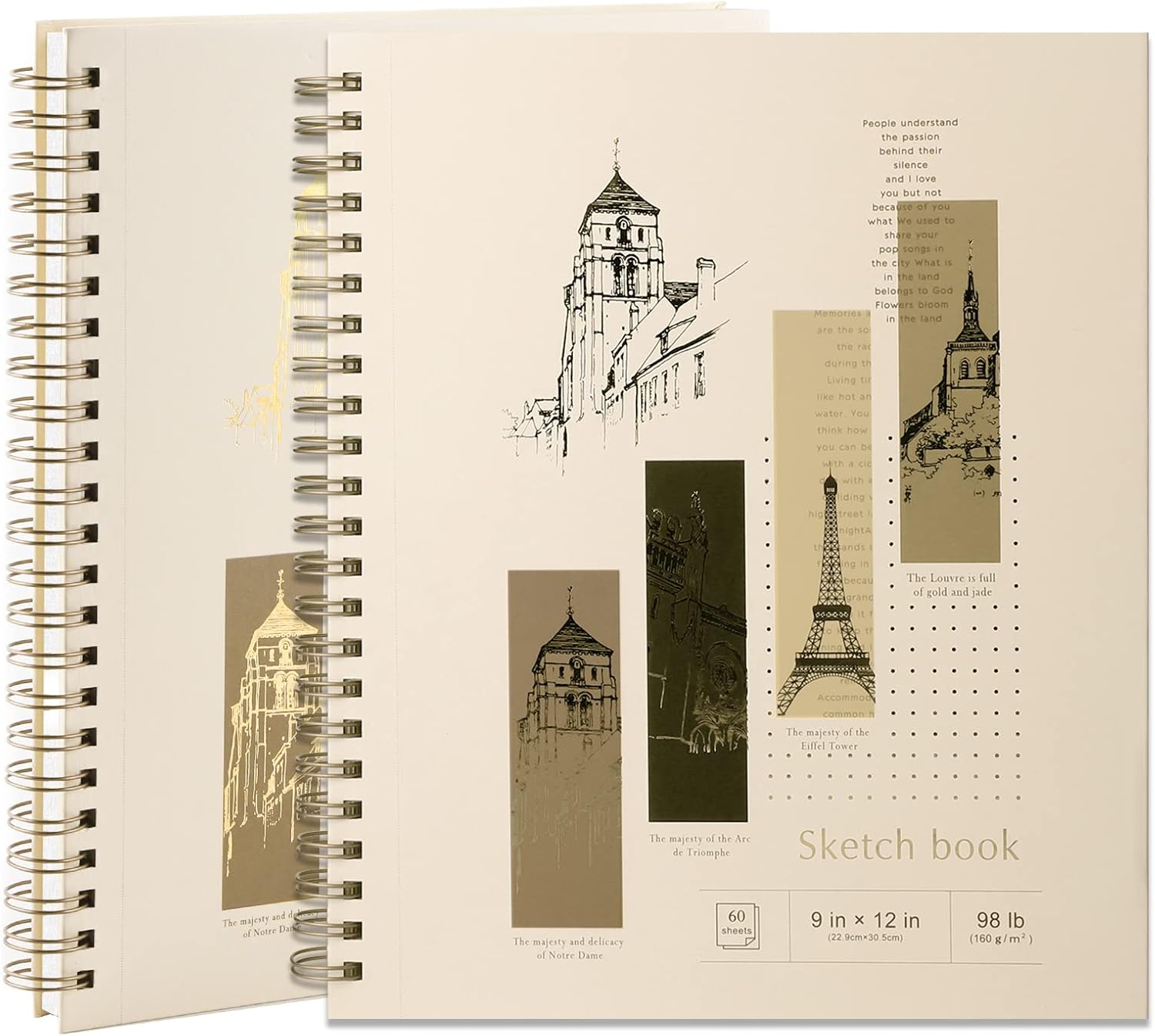 Mixed Media Sketchbook, 9"x12" Sketch Pad, 98lb/160gsm, 2 Pack, 60 Sheets Each,...