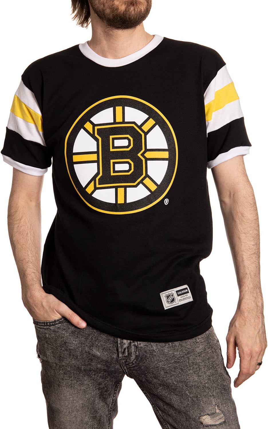 Calhoun NHL Surf & Skate Mens Shoulder Stripe Varsity Inset Sleeve Retro Style T...