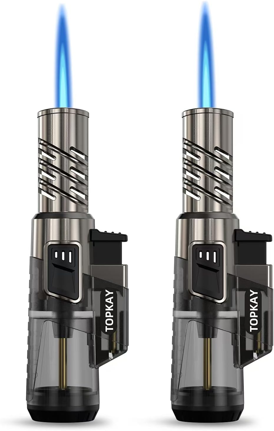 2 Pack Torch Lighter Windproof Adjustable Jet Flame Butane Lighter Refillable Mi...