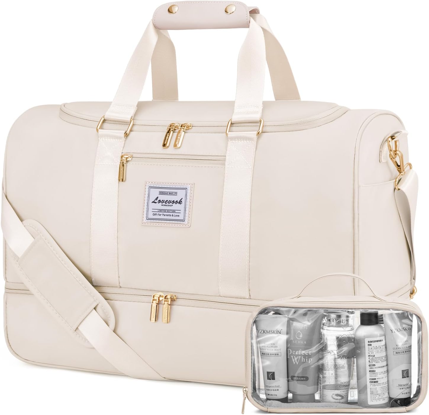 LOVEVOOK Travel Bag Gym Bag for Women, Waterproof Weekend Overnight Holdall Duff...