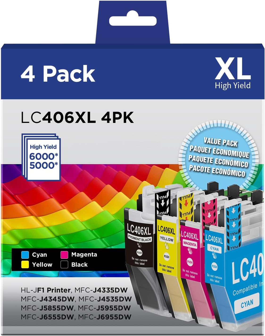 LC406XL Ink Cartridges Compatible for Brother LC406XL LC406 High Yield Work with...