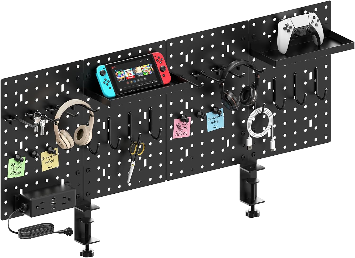 CCCEI Set Desk Organizer and Storage Pegboard with Charging Station, Gaming Stan...