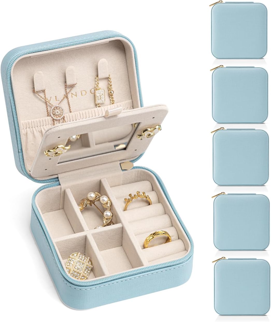 Vlando Travel Jewelry Box, Small Jewelry Travel Organizer Case for Girls Women -...