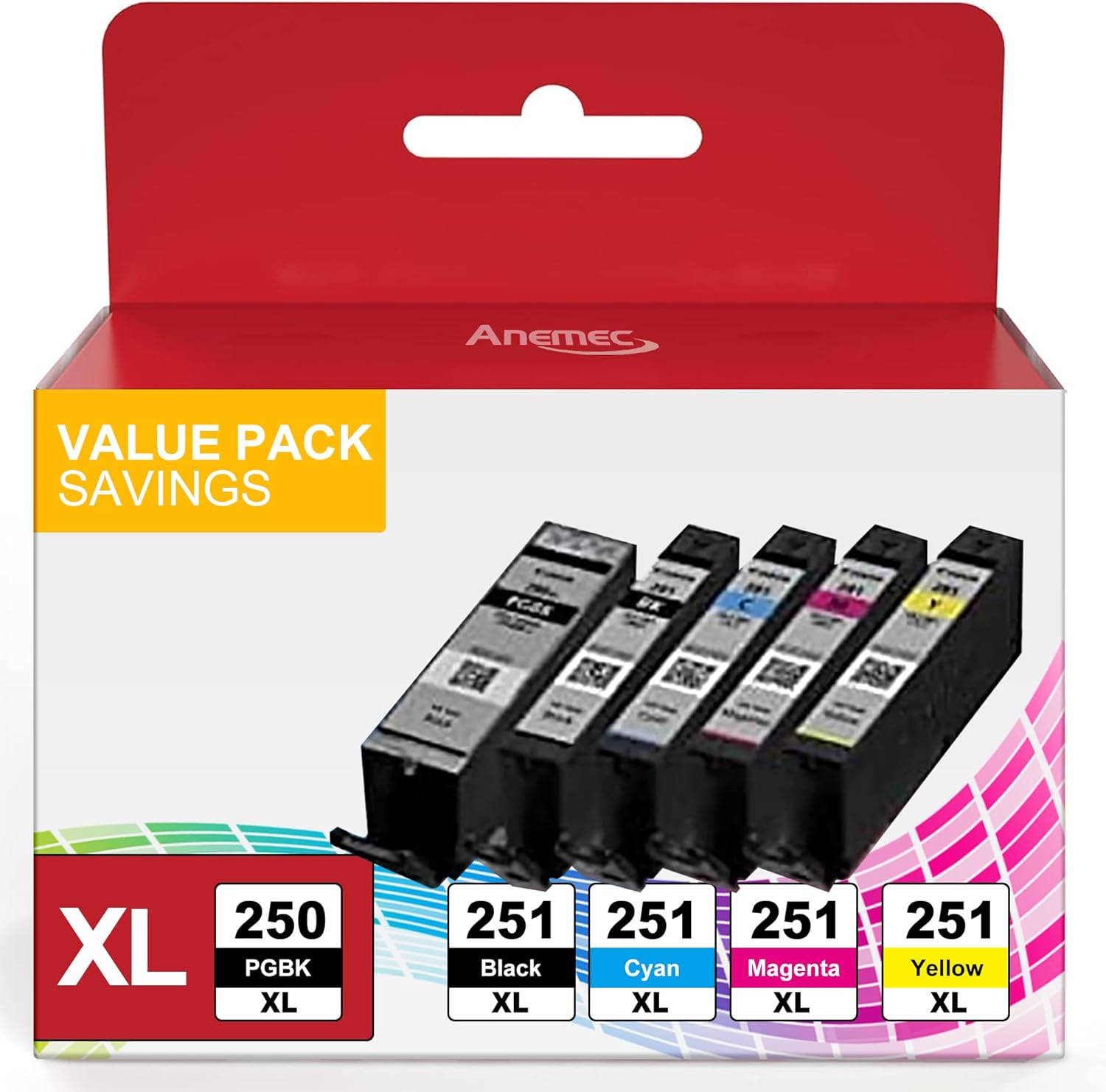 250 251 XL Printer Ink Cartridges Compatible for Canon 250 and 251 XL Ink Cartri...