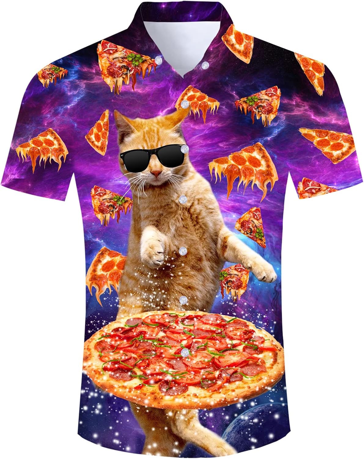 TUONROAD Hawaiian Shirt for Men Funny Cat 3D Printed Beach Shirt Short Sleeve Sh...