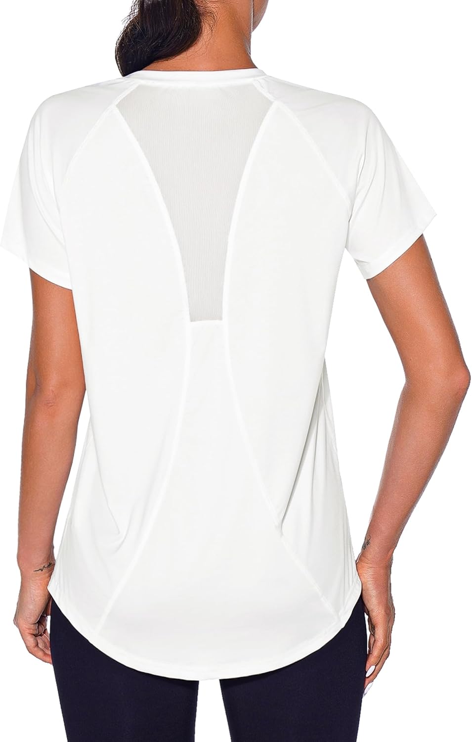 Wayleb Gym Tops Women Sports Yoga Running Top V Neck Quick Dry Fitness T-Shirt L...