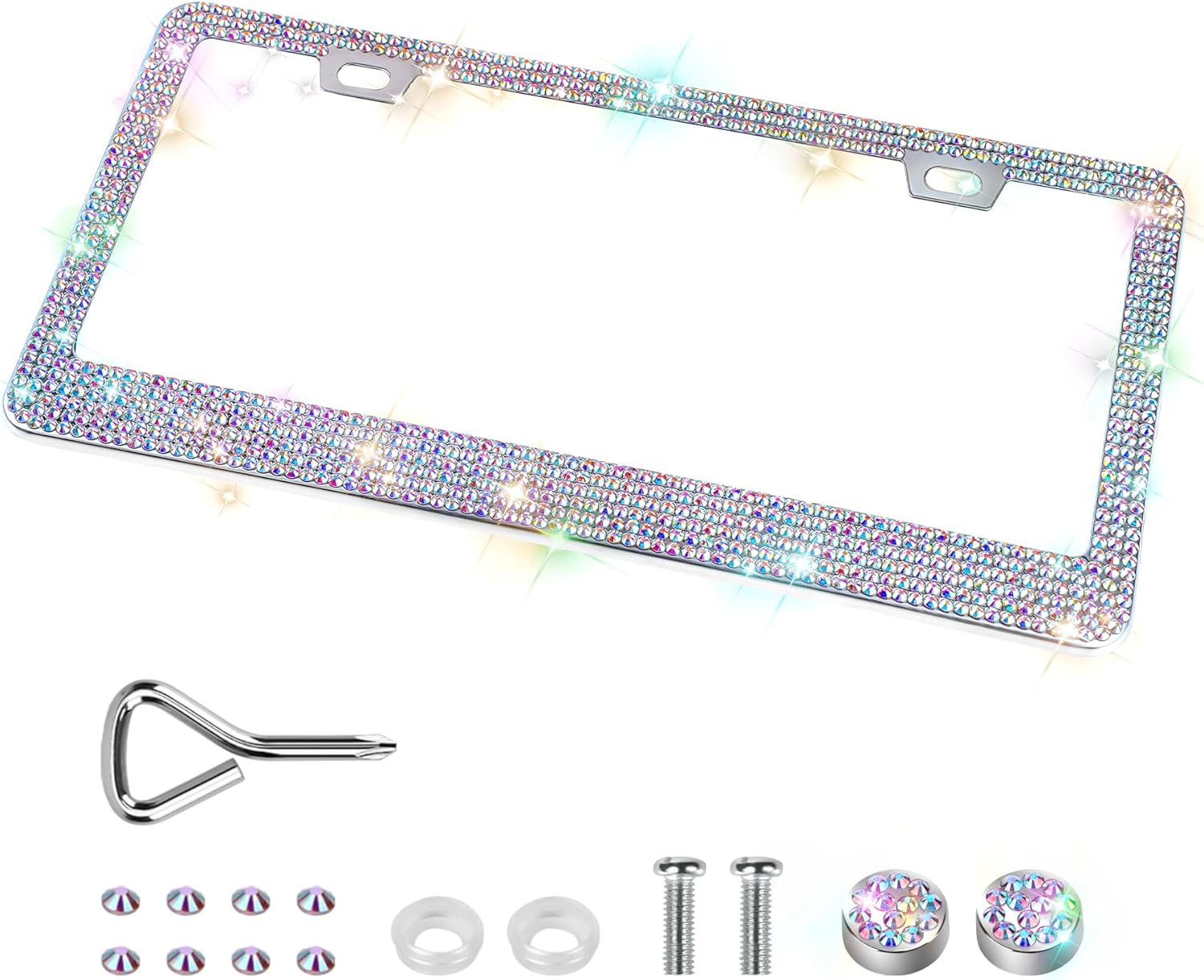 1 Pack Bling License Plate Frames, Sparkly Rhinestone Diamond Car License Plate...