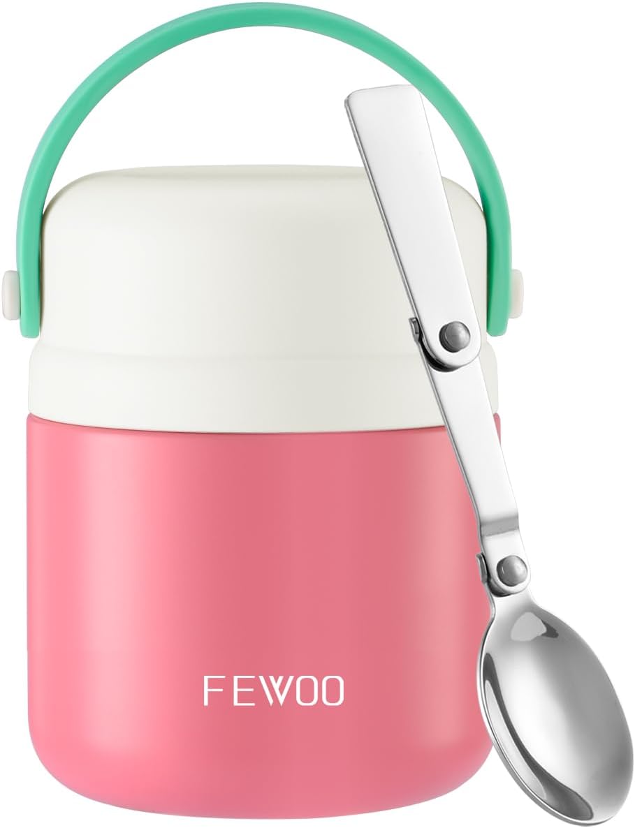 FEWOO Food Jar, 13.5oz Insulated Lunch Soup Container for Hot Cold Food for Kids...