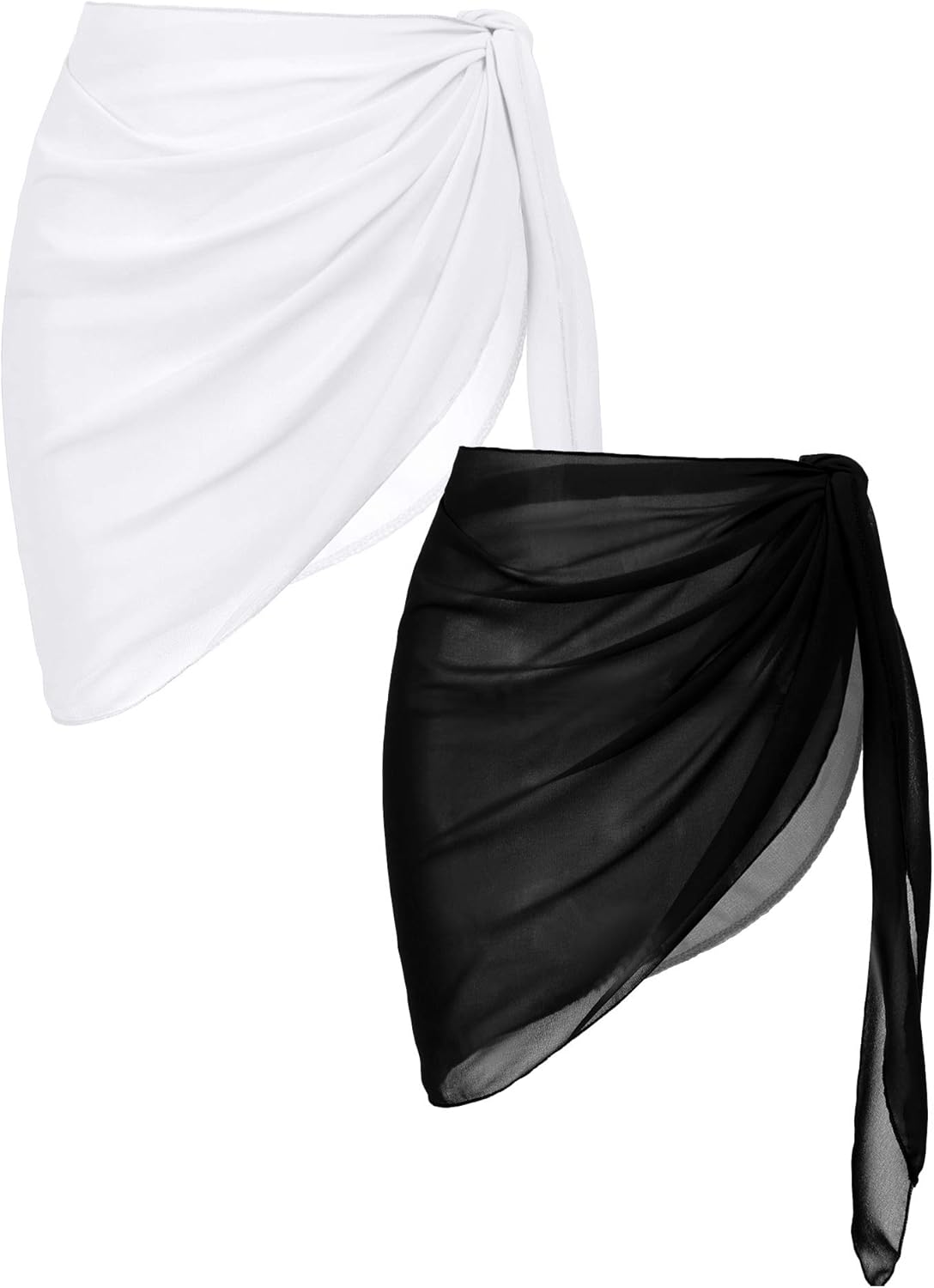 Ekouaer 2 Pieces Women Beach Sarongs Sheer Cover Ups Chiffon Bikini Wrap Skirt f...