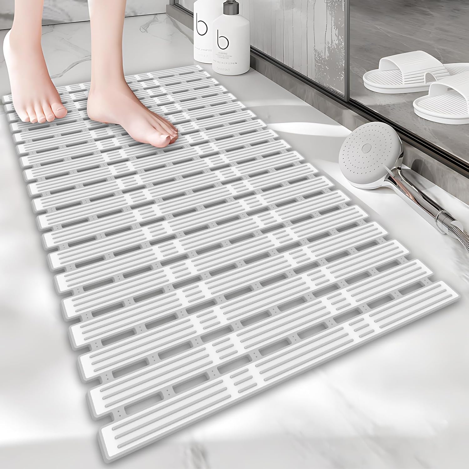 Onihan Shower Mat Non Slip Anti Mould,36×16 INCH Extra Long Bath Mat Non Slip fo...