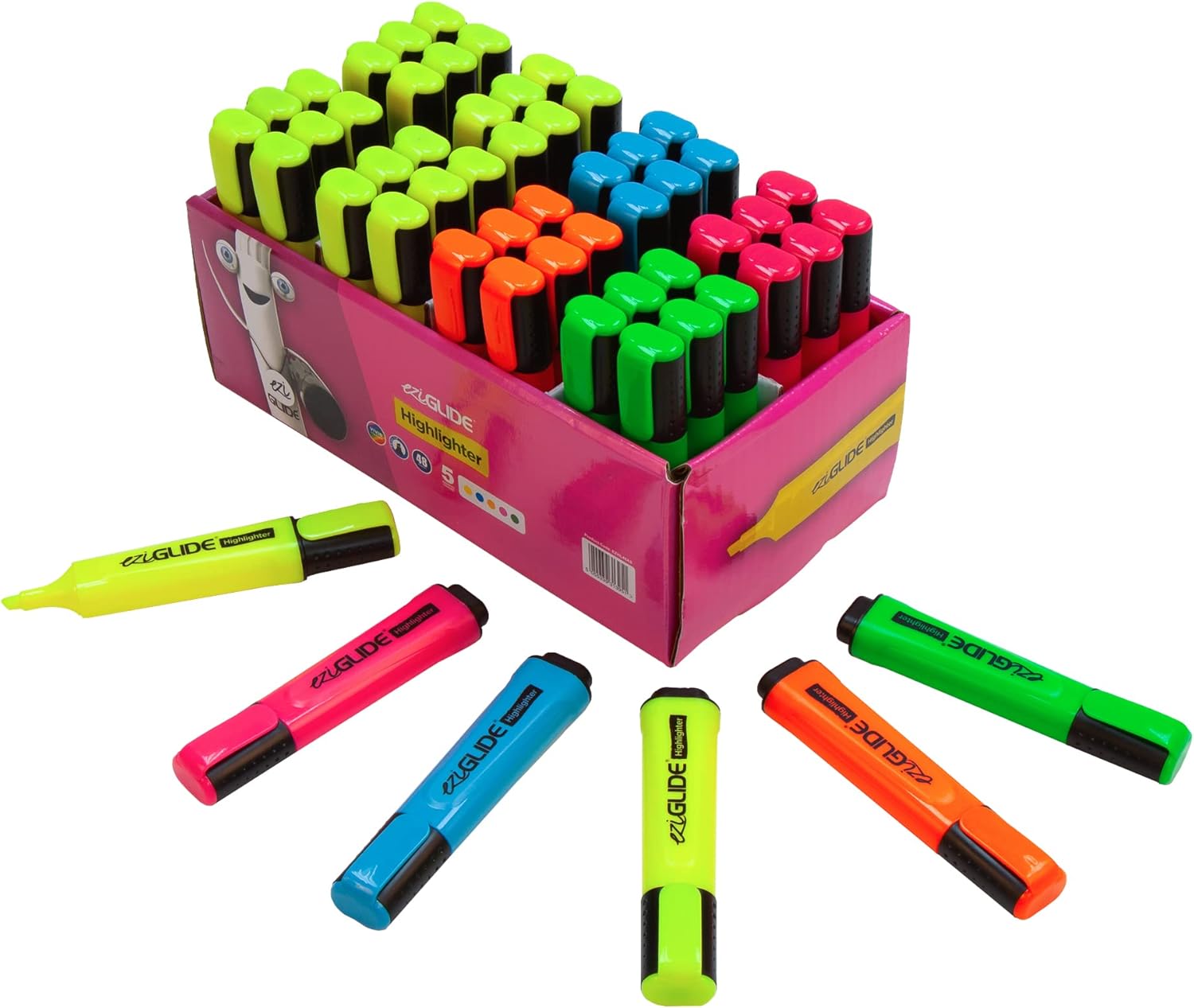 Eziglide Highlighters Pens Assorted Classpack, Bulk Box of 48 Highlighters, Stat...