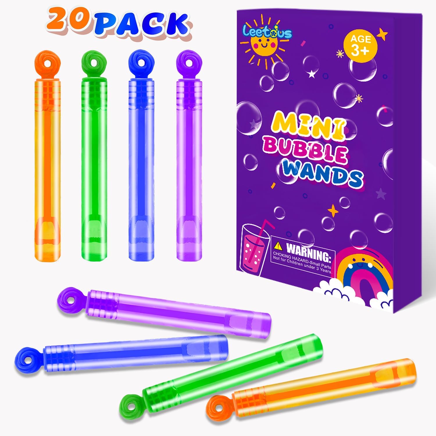 Bubbles Party Favors Supplies for Kids,20 Pack Mini Bubble Wand Toys for Toddler...