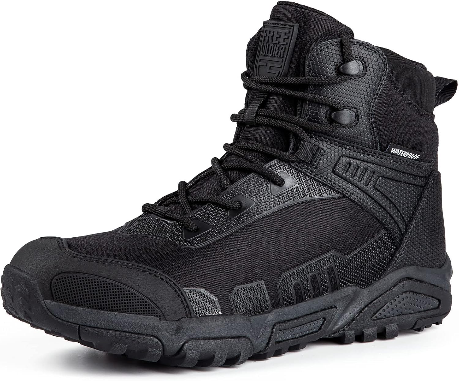 FREE SOLDIER Men's Waterproof Hiking Boots Lightweight Work Boots Military Tacti...
