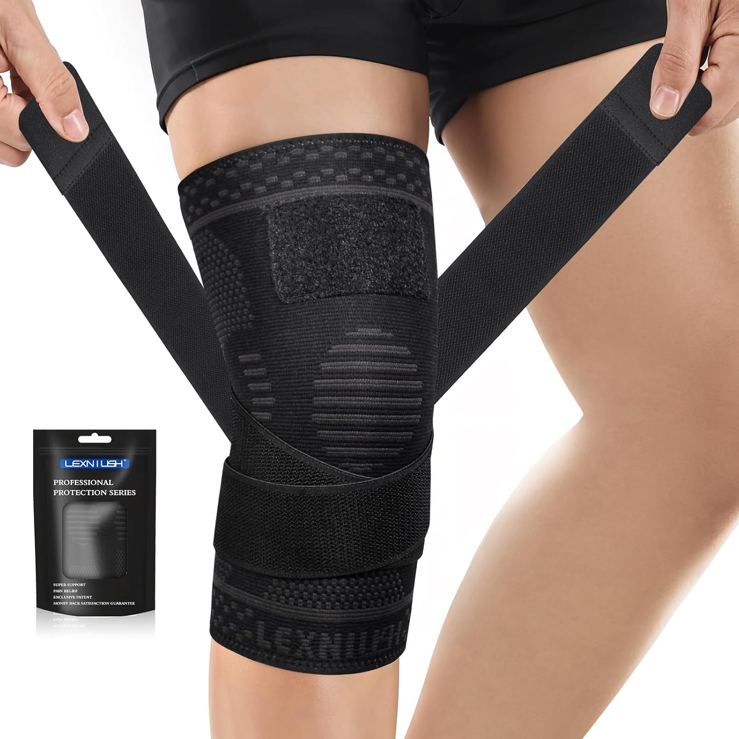 Lexniush Knee Support with Strap for Women Men, Adjustable Knee Brace for Knee P...