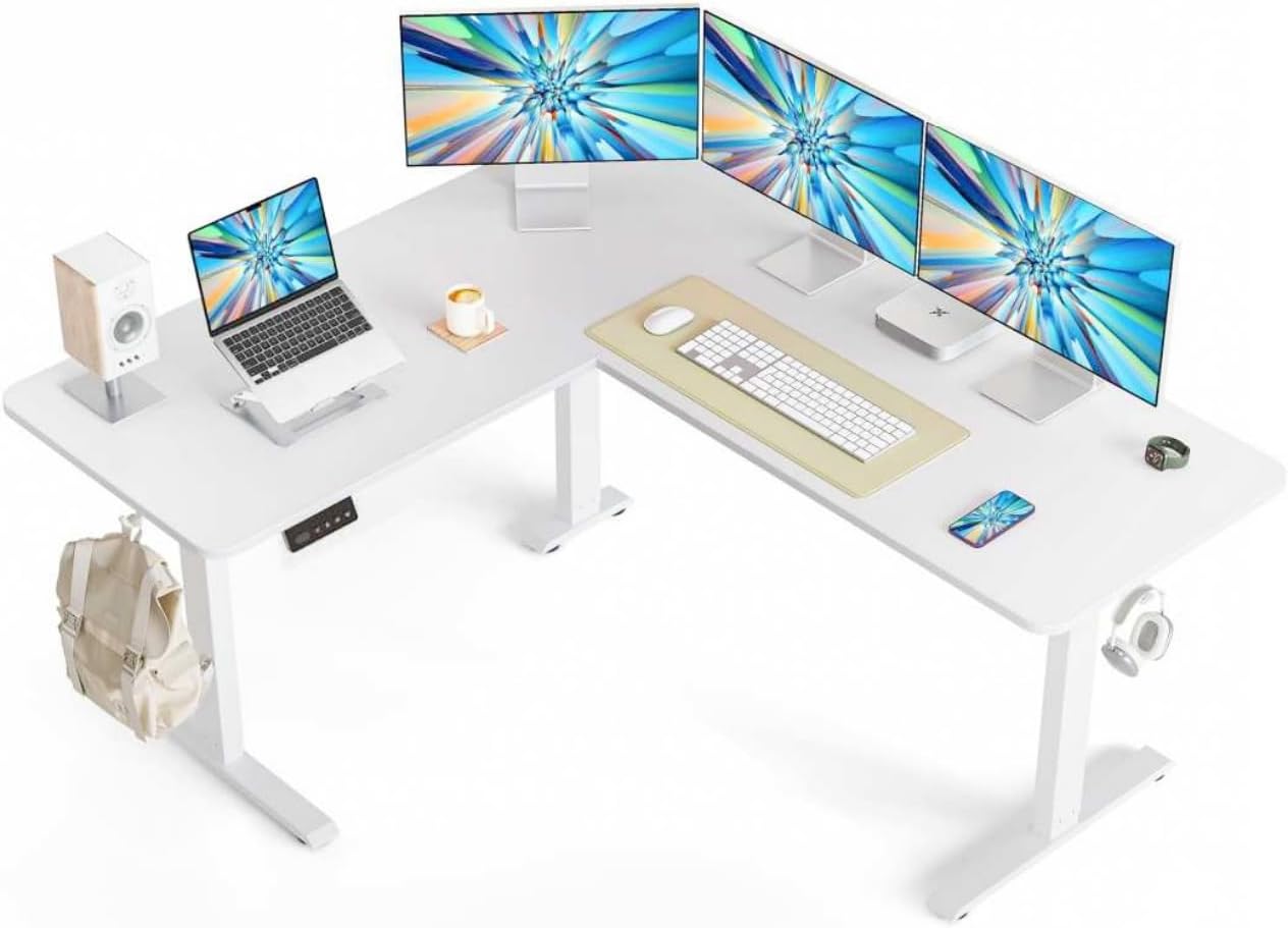 Cubiker 63" L-Shaped Standing Desk - Adjustable Corner Standing Desk L Shape wit...