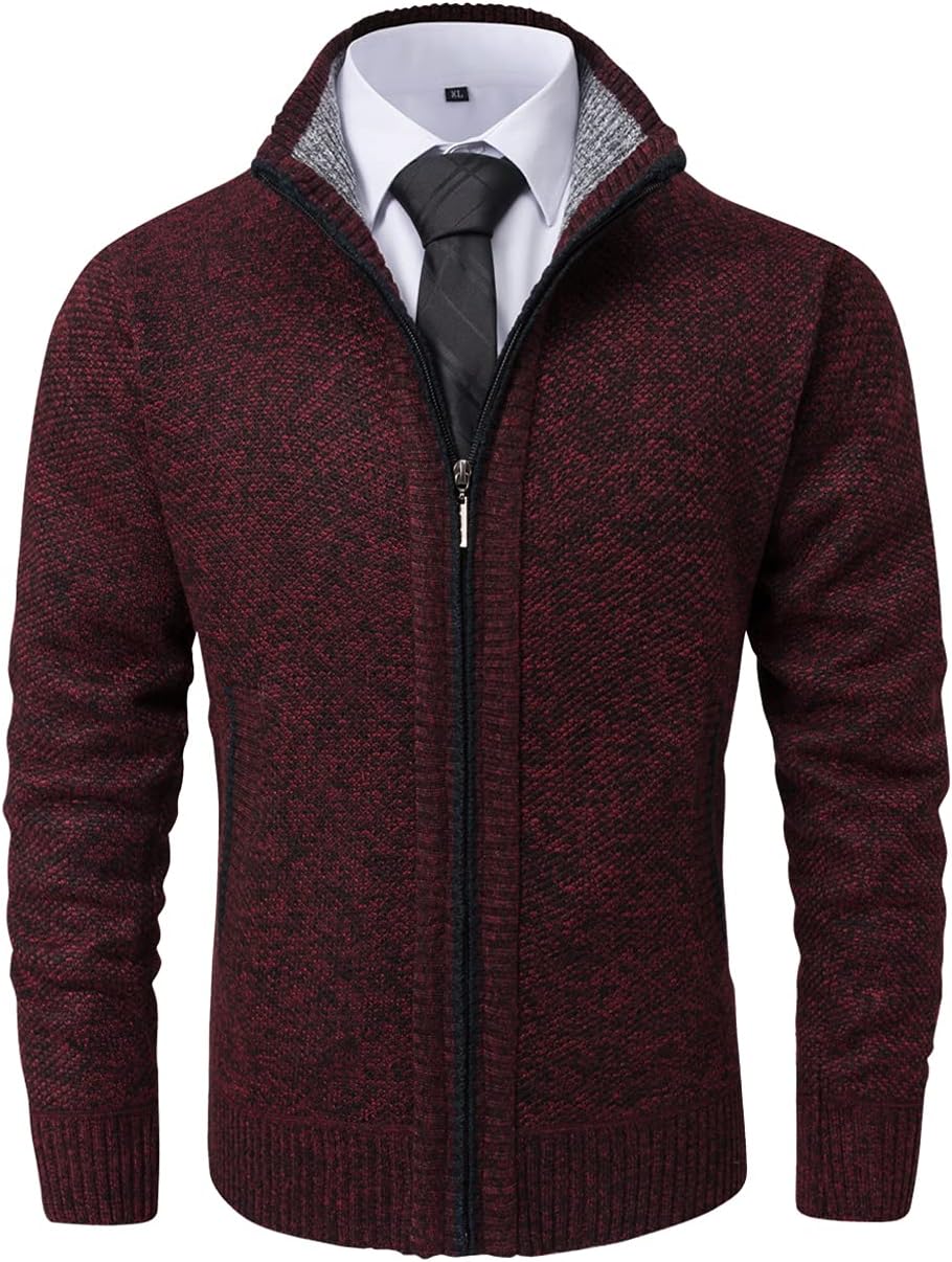 Vcansion Men's Classic Cardigan Sweaters Stand Collar Slim Fit Casual Knitted Sw...