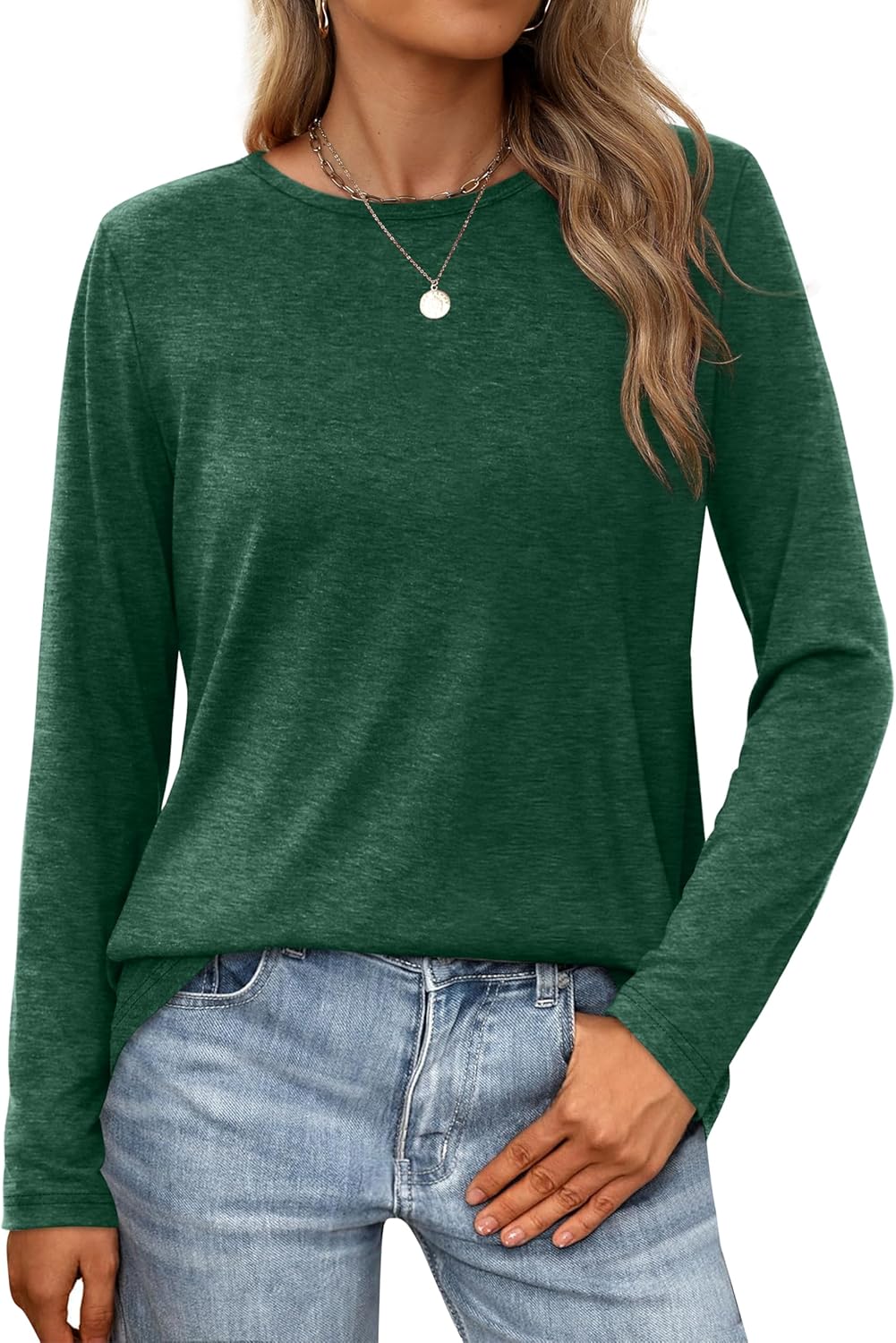 XIEERDUO Long Sleeve Shirts for Women Casual Crew Neck Basic Fall Tops Loose Fit...