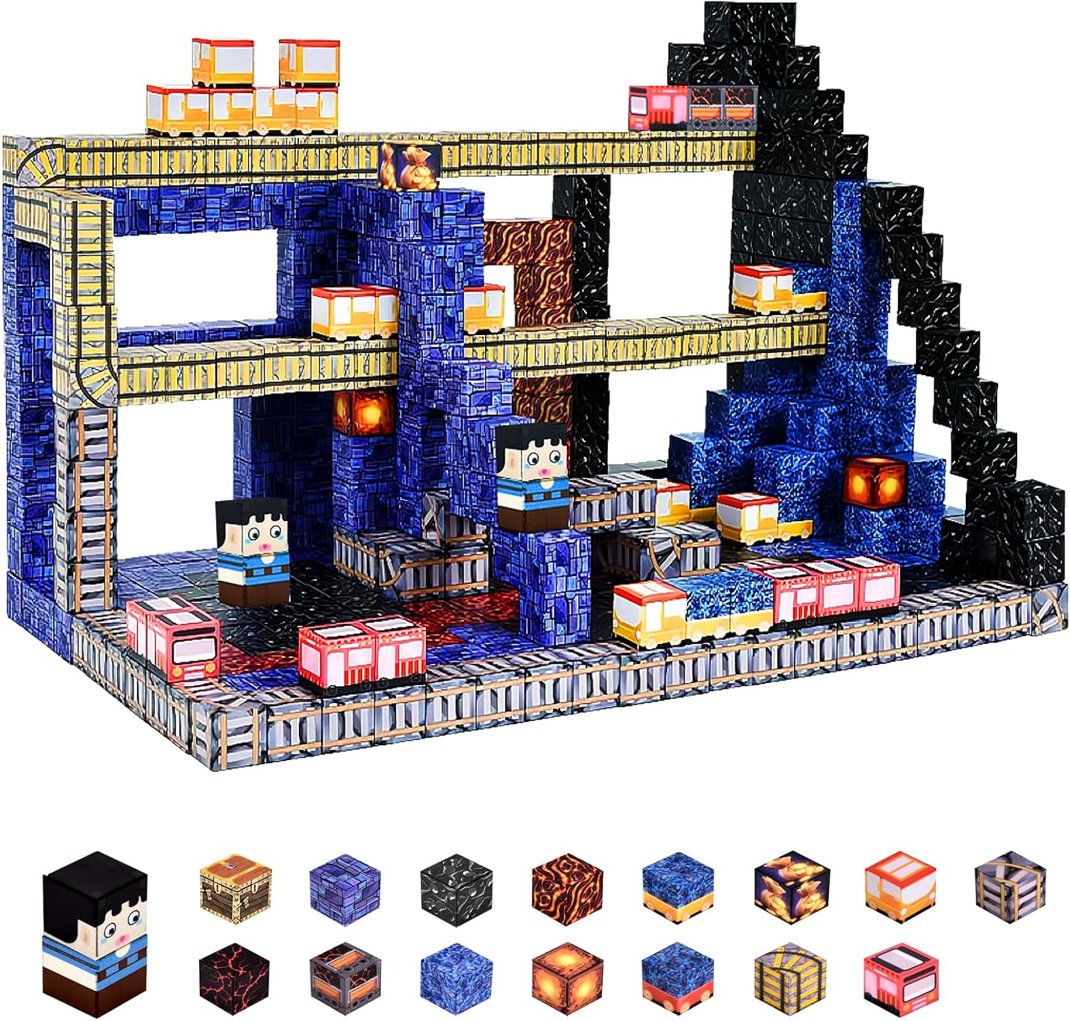 Magnetic Blocks Building Toys for Kids: 100PCS Magnet Cubes Trains Set - Kids To...