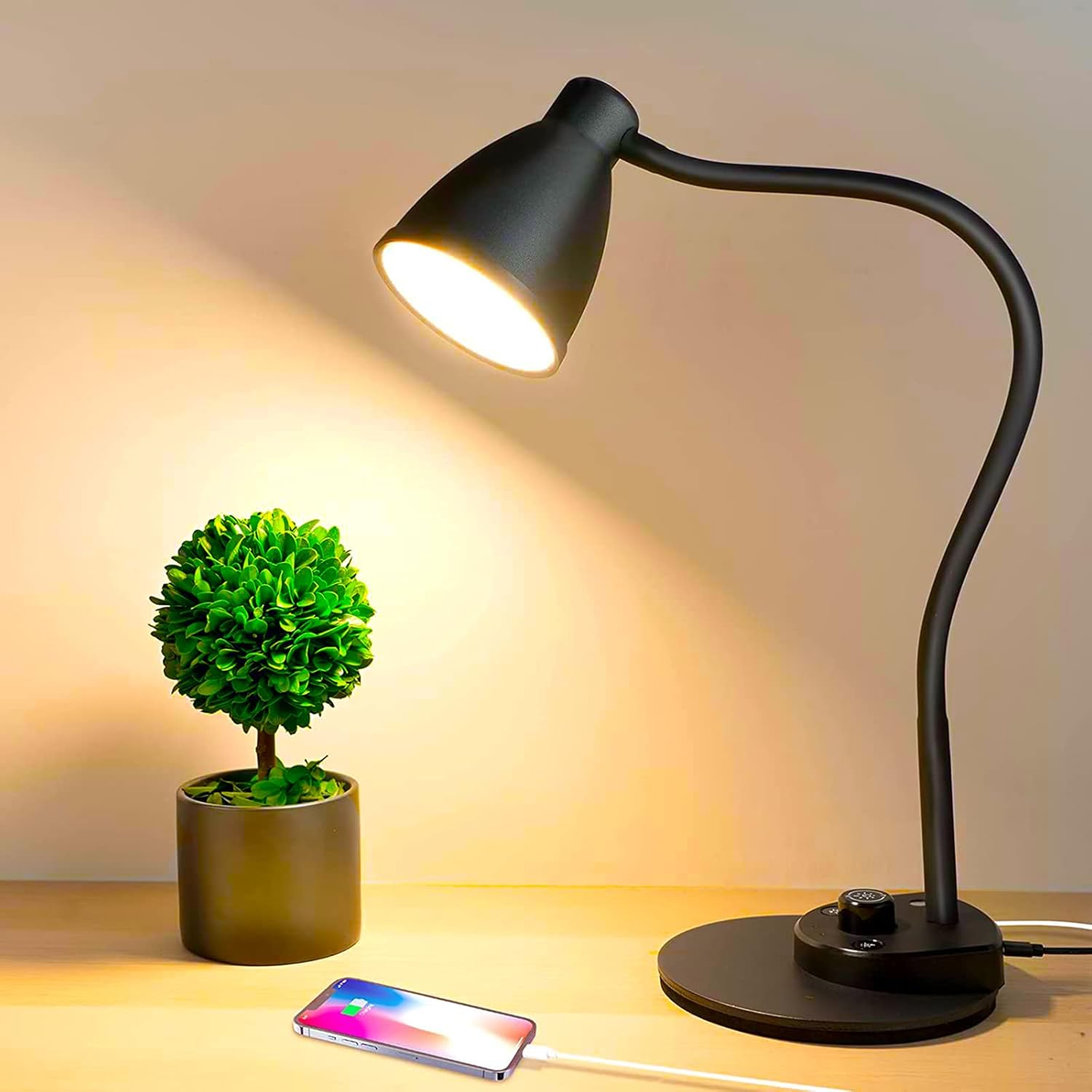 BOHON LED Desk Lamp with USB Charging Port 3 Color Modes Dimmable Reading Light...