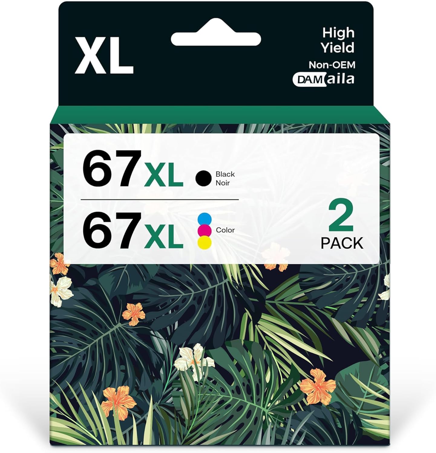 67XL Printer Ink Replacement for HP 67 Ink cartridges Black/Color Combo Pack Rem...