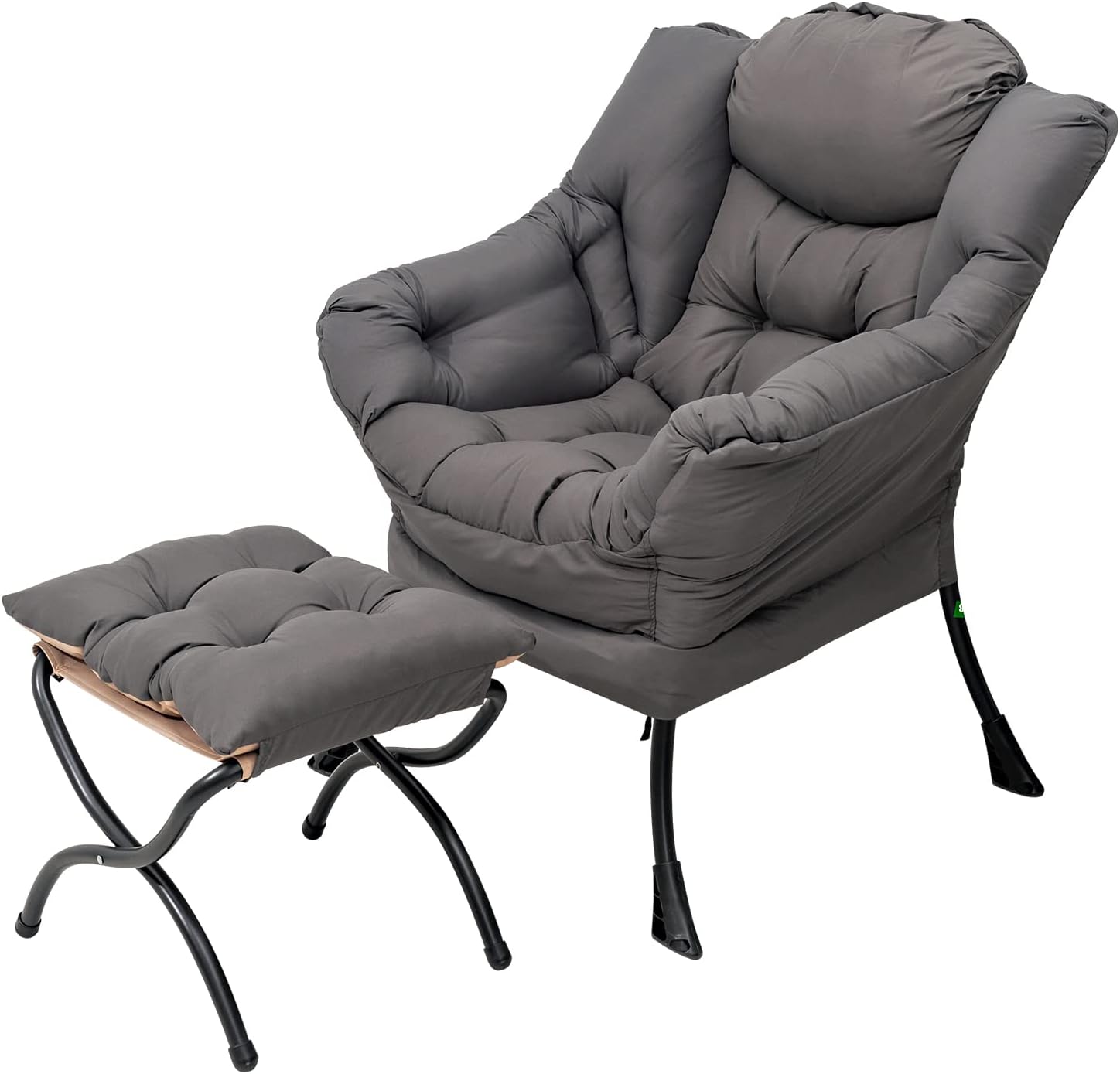 Welnow Lazy Chair with Ottoman, Modern Lounge Accent Chair with Armrests and a S...