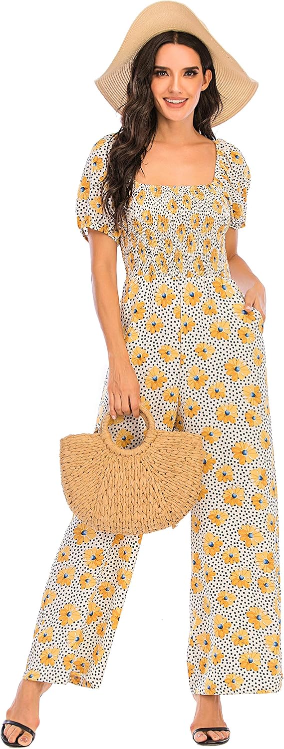 Love Welove Fashion Spring Jumpsuits for Women 2025 Floral Dressy Casual Loose S...