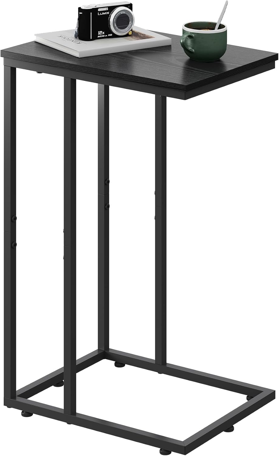 WLIVE C-Shaped Side Table with 2-Tier Open Storage, Space-Saving Nightstand for...