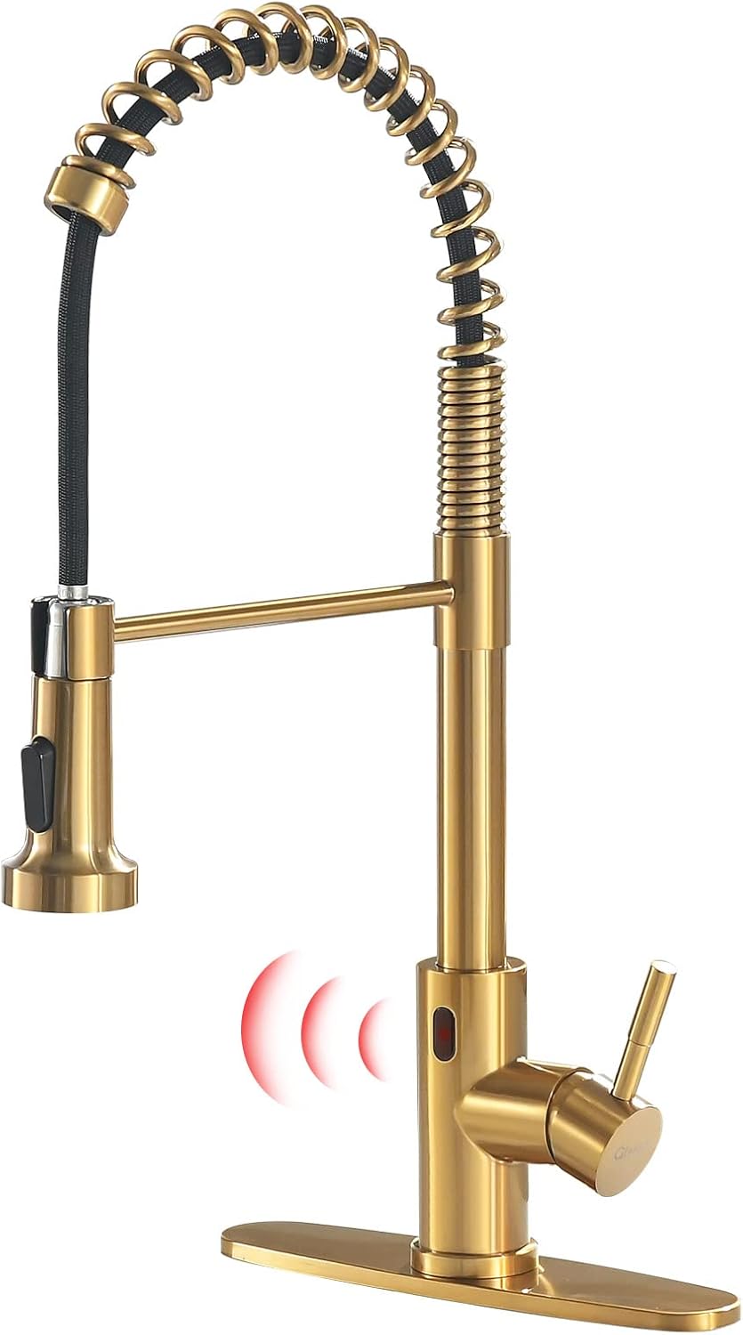 GIMILI Gold Touchless Faucet with Pull Down Sprayer, Motion Sensor Smart Activat...