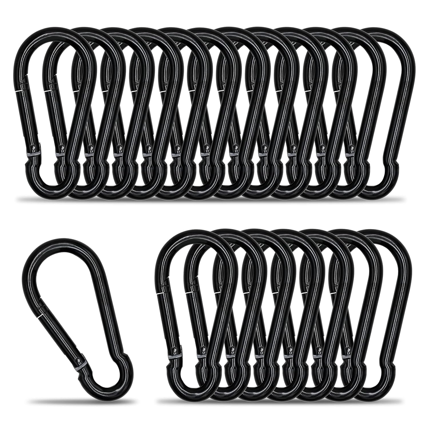 KINLINK 20 Pack Black Carabiner Clip, 3.54 inch Heavy Duty Spring Snap Hook, Car...