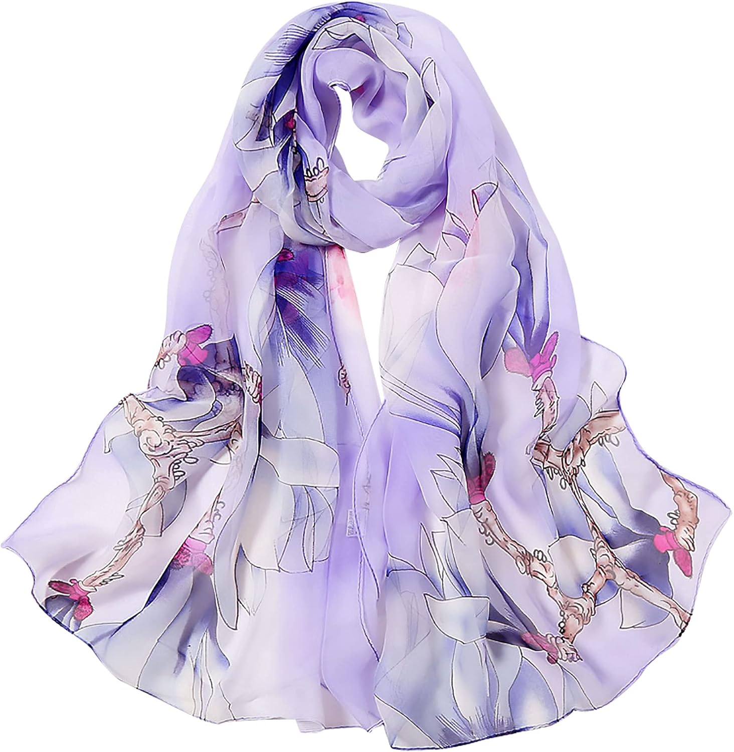 BLURBE Chiffon Scarf Women - Ladies Scarves Lightweight Floral Print Chiffon Sca...