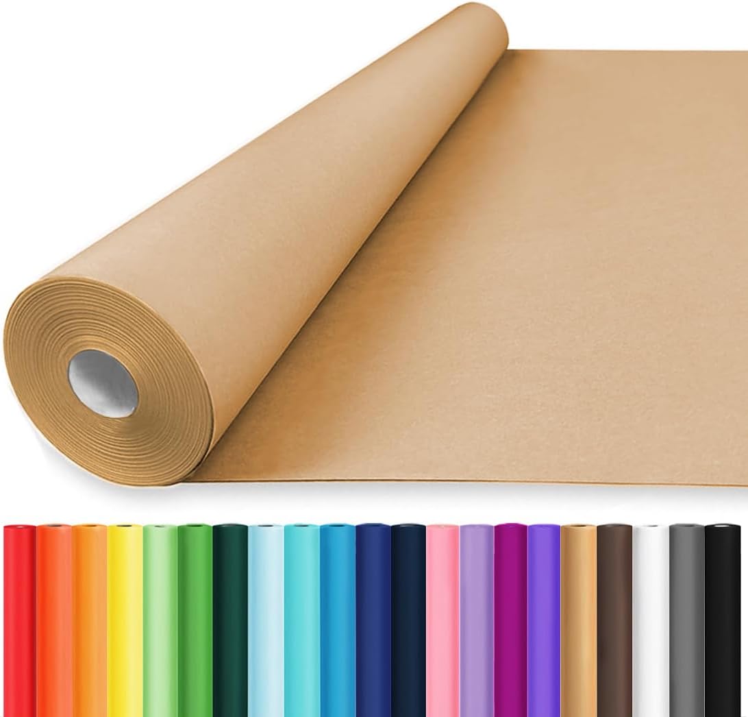 Vanhench 36"x 2400" (200') Large Brown Wrapping Easel Paper Roll, Bulletin Board...