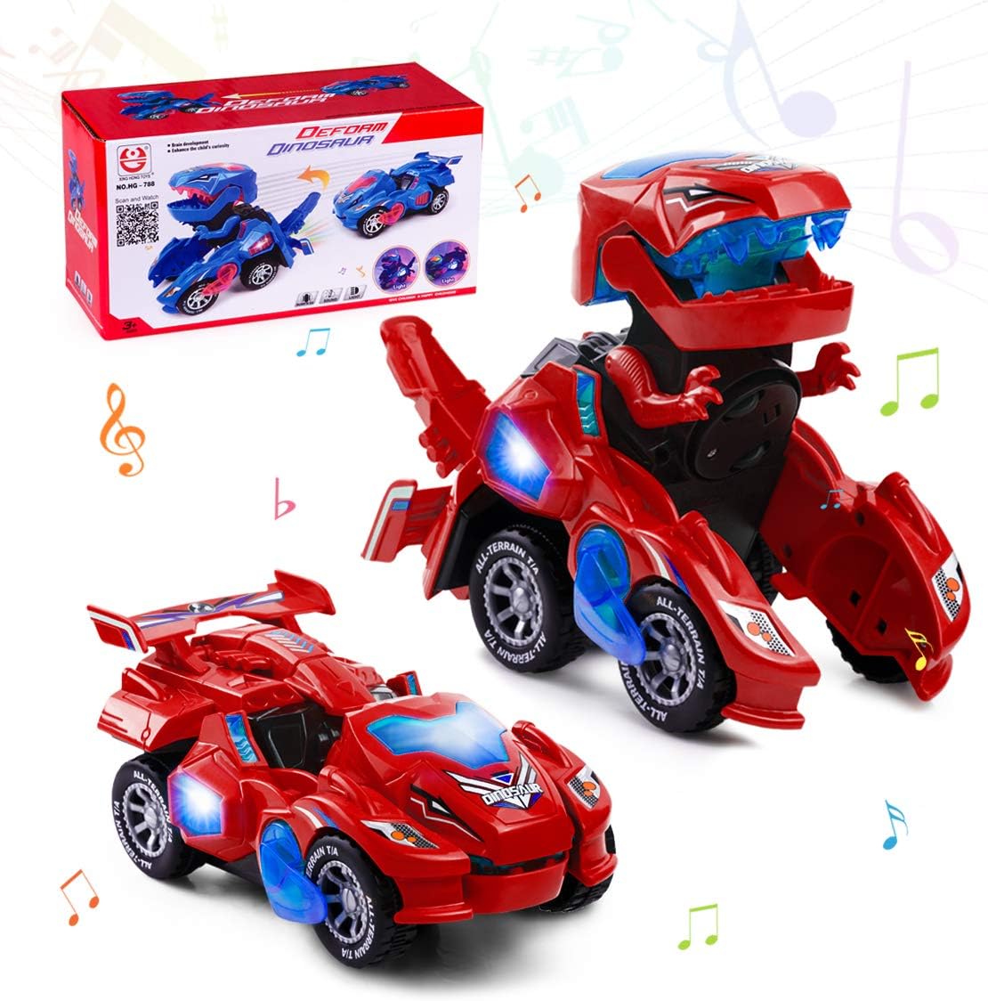 Highttoy Dinosaur Transforming Car for 3-7 Year Old Boys Girls,Electric Automati...