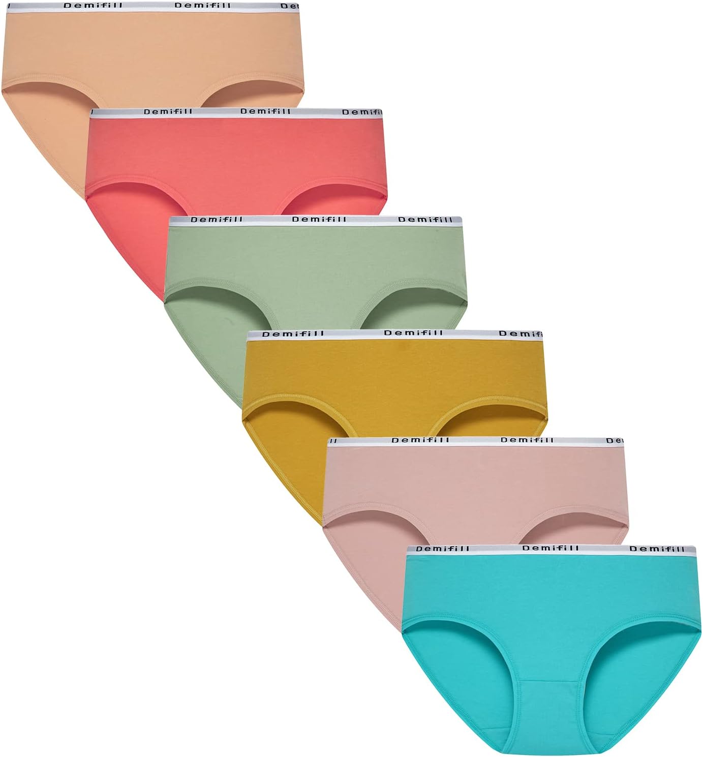 Demifill Teen Girls Underwear Cotton Briefs Panties for Teens Pack of 6 10-12 Ye...